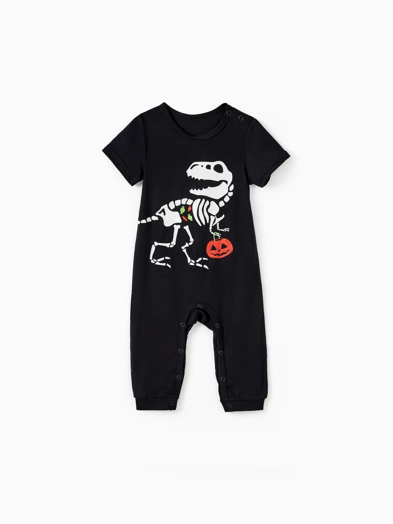 Halloween Family Matching Glow In The Dark Dinosaur Design Pajama Set-Original Pajamas