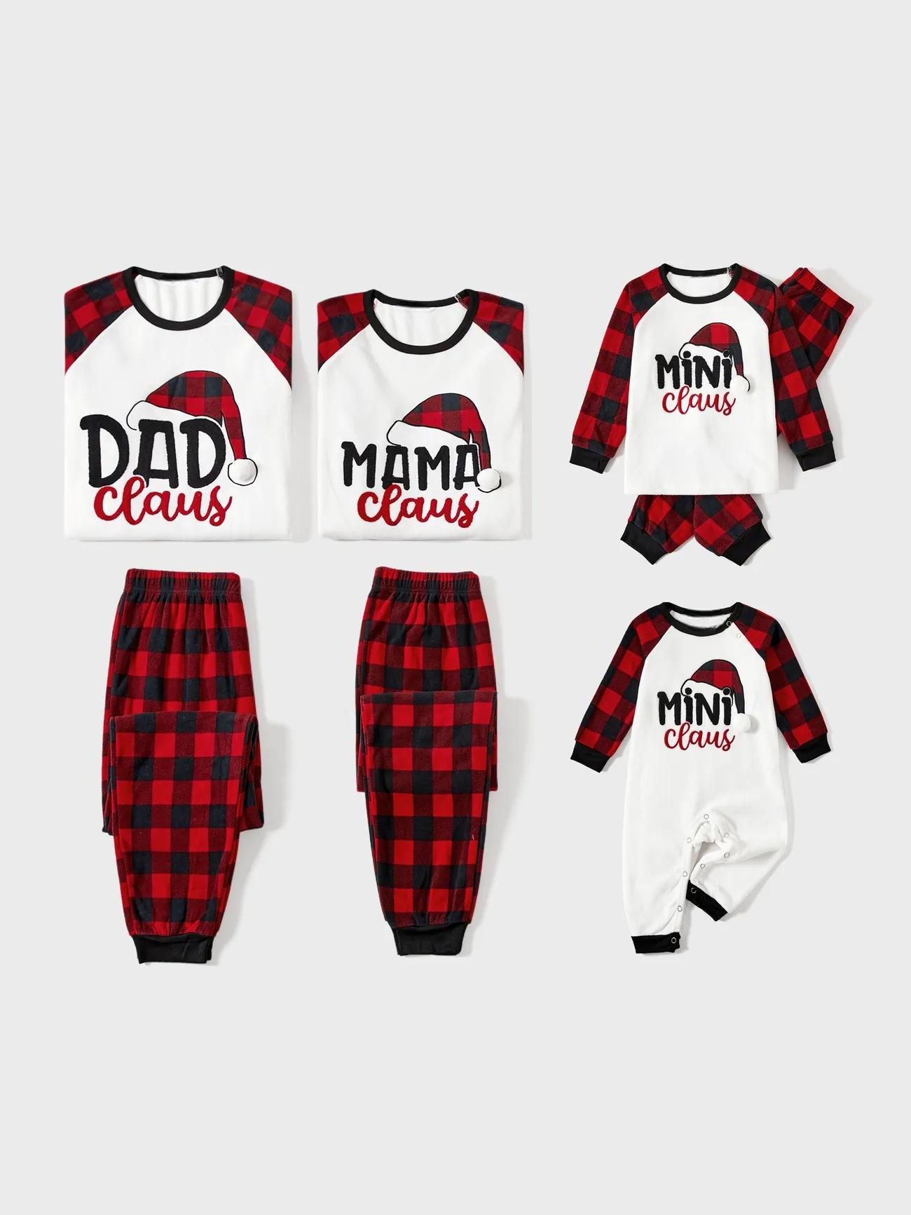 Family Matching Santa Claus Themed Top And Plaid Pajama Set-Original Pajamas
