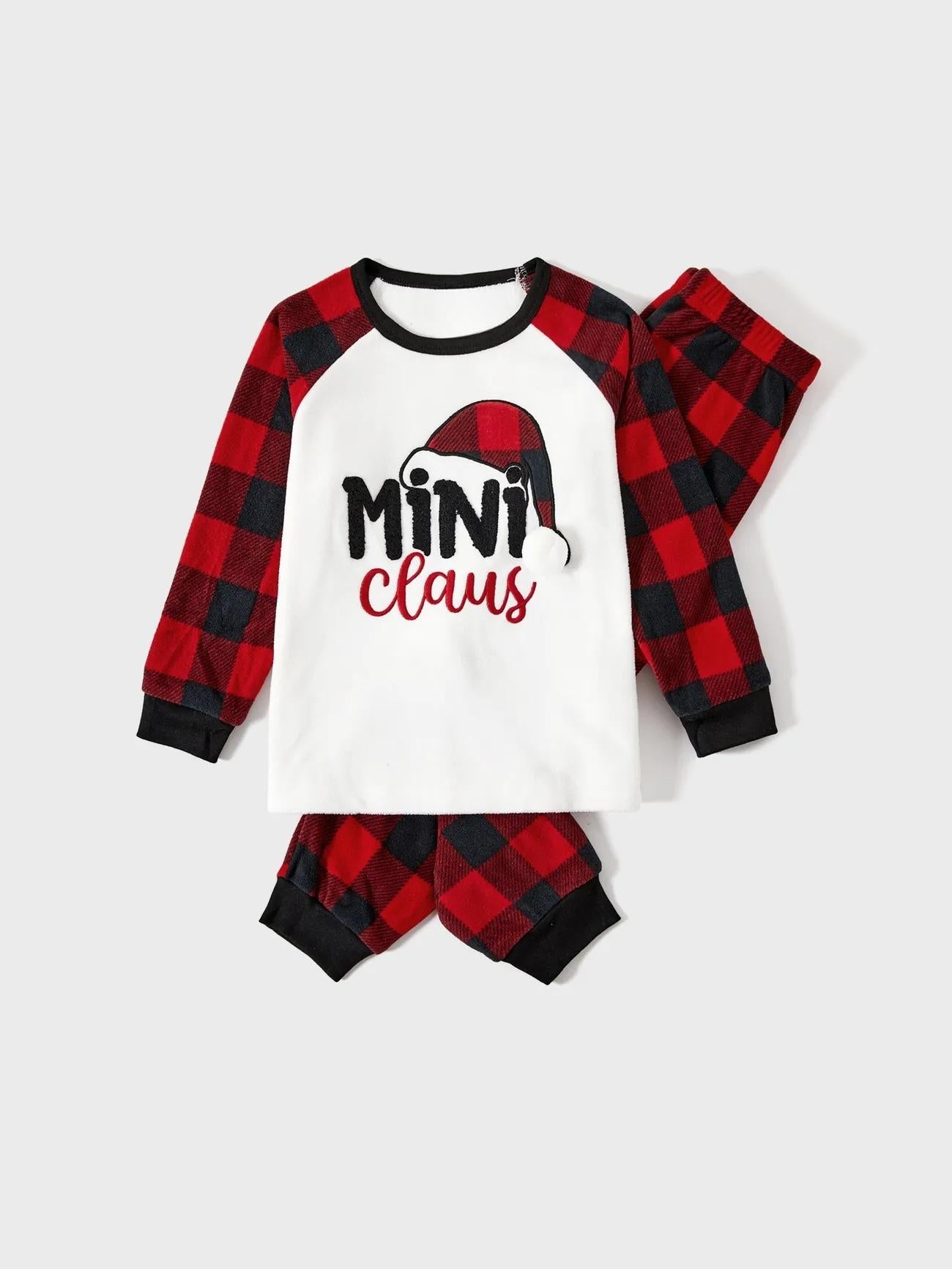 Family Matching Santa Claus Themed Top And Plaid Pajama Set-Original Pajamas