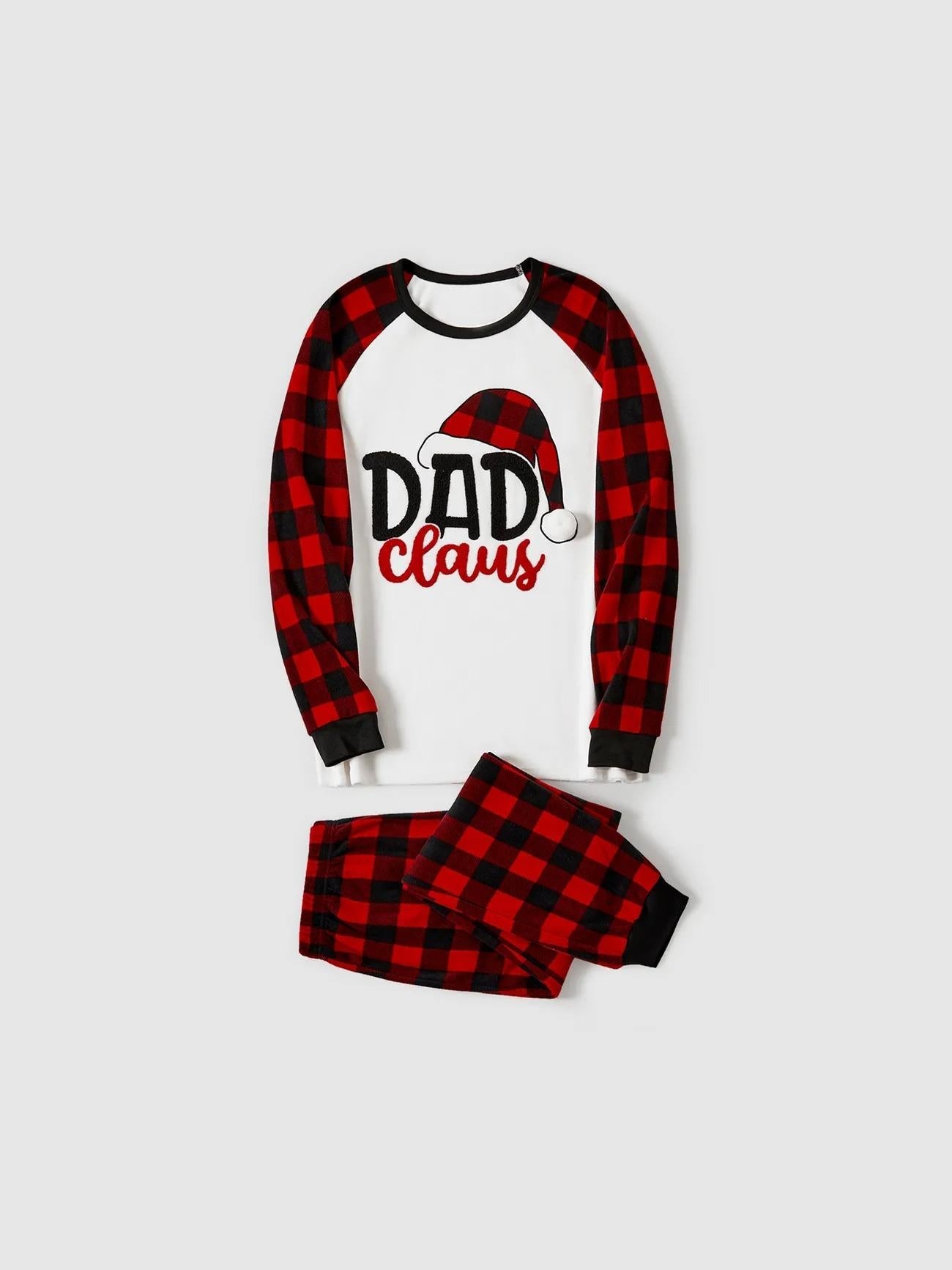 Family Matching Santa Claus Themed Top And Plaid Pajama Set-Original Pajamas