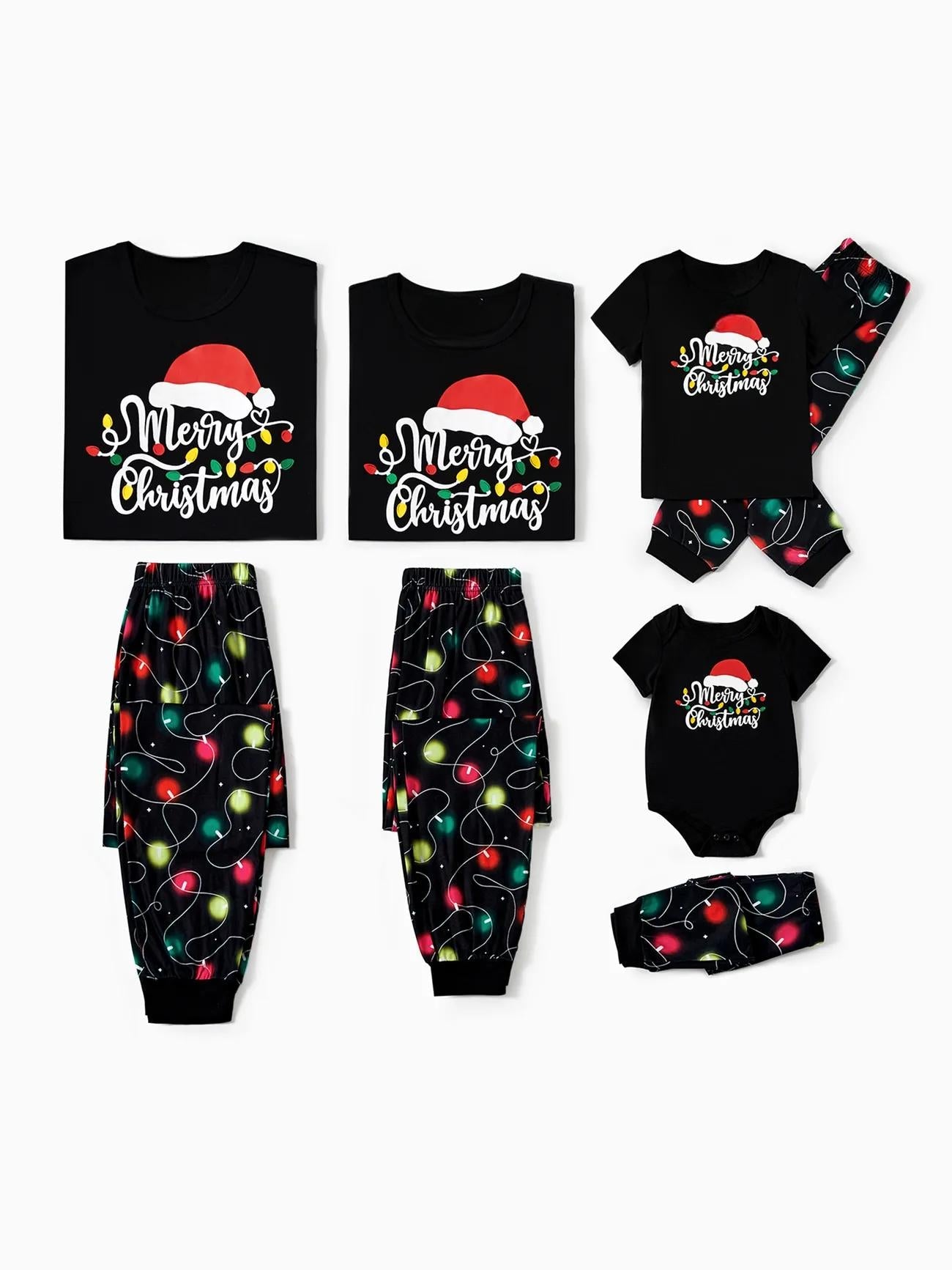 Christmas Family Matching Light Bulb Print Short Sleeves Pajama Set-Original Pajamas