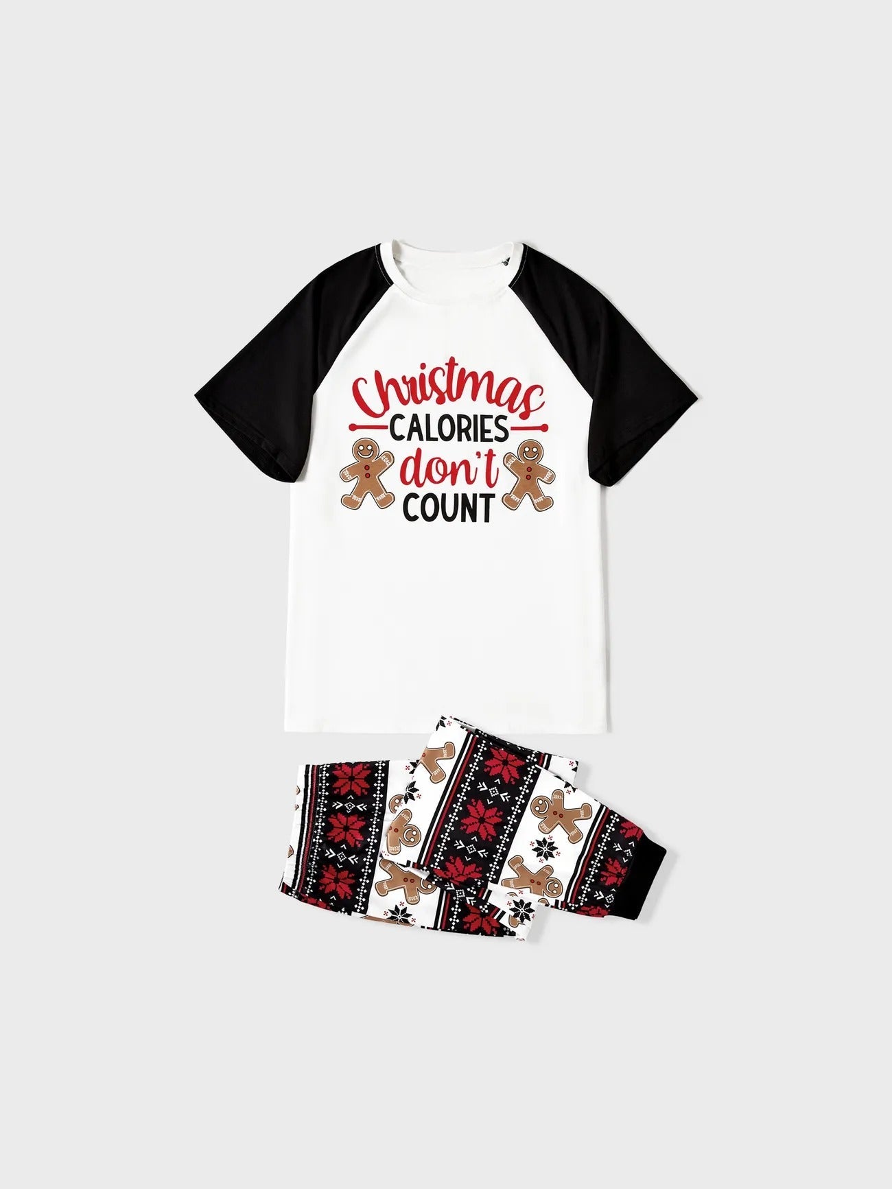 Family Matching Gingerbread And Letter Print Pajama Set With Pockets-Original Pajamas
