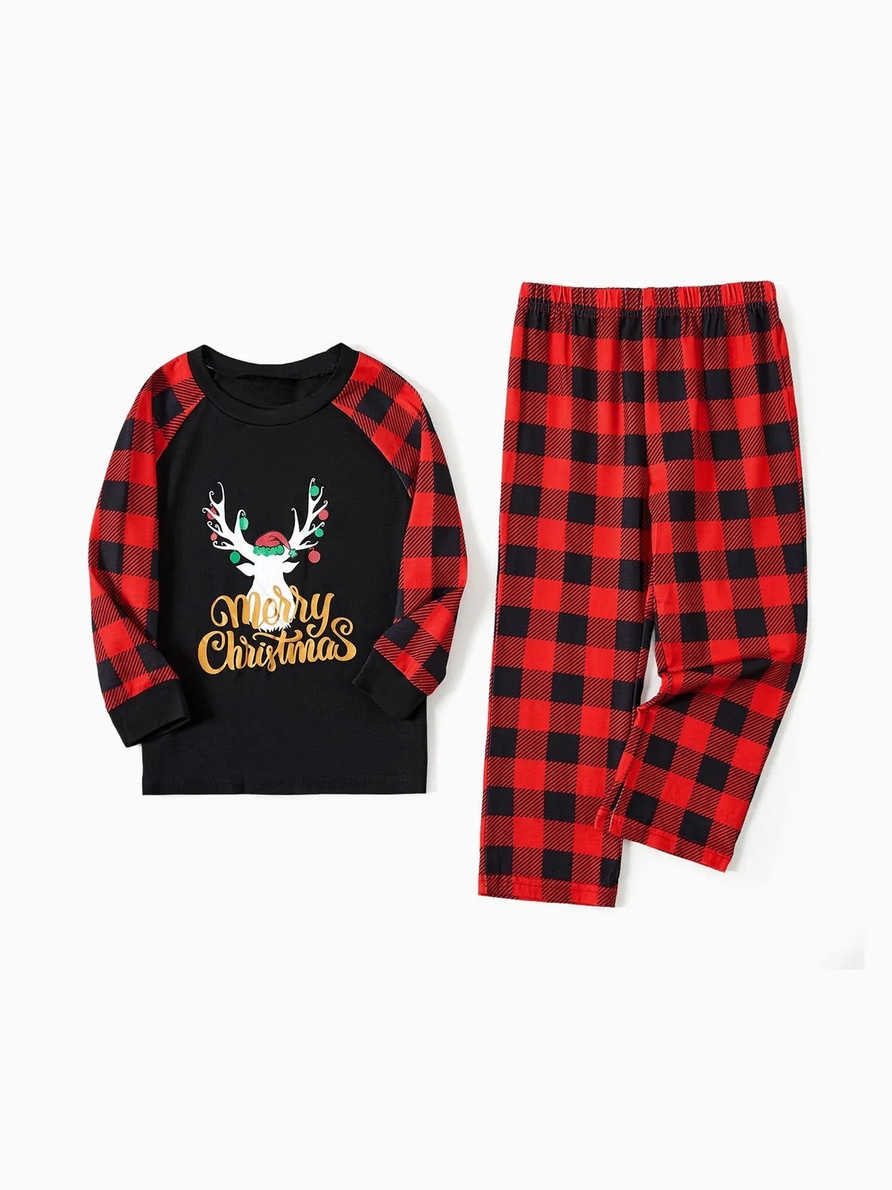 Merry Christmas And Plaid Printed Family Matching Pajama Set-Original Pajamas