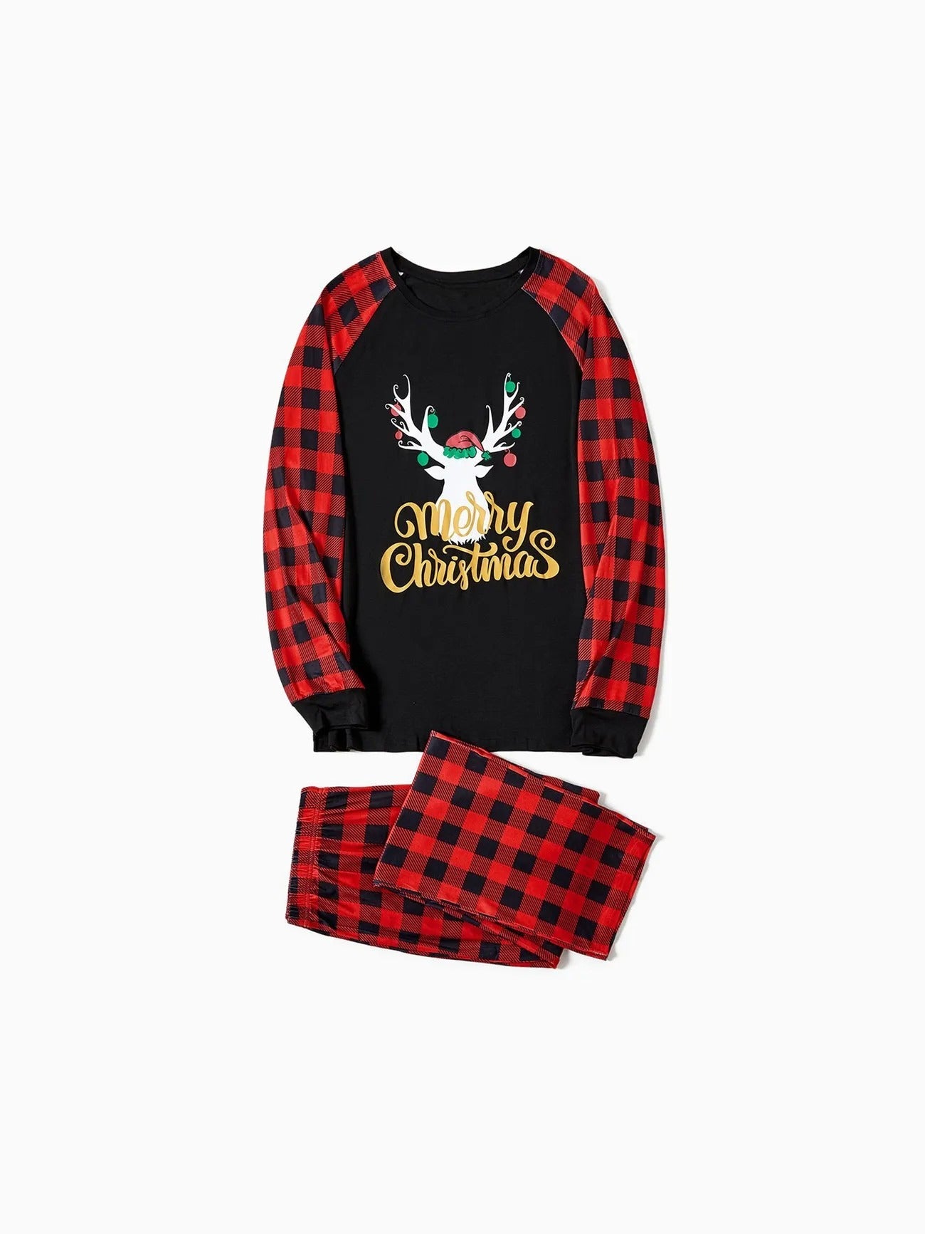 Merry Christmas And Plaid Printed Family Matching Pajama Set-Original Pajamas