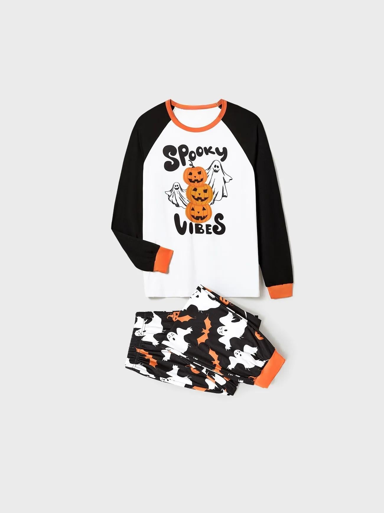 Halloween Family Matching Letter And Pumpkin Print Pajama Sets-Original Pajamas
