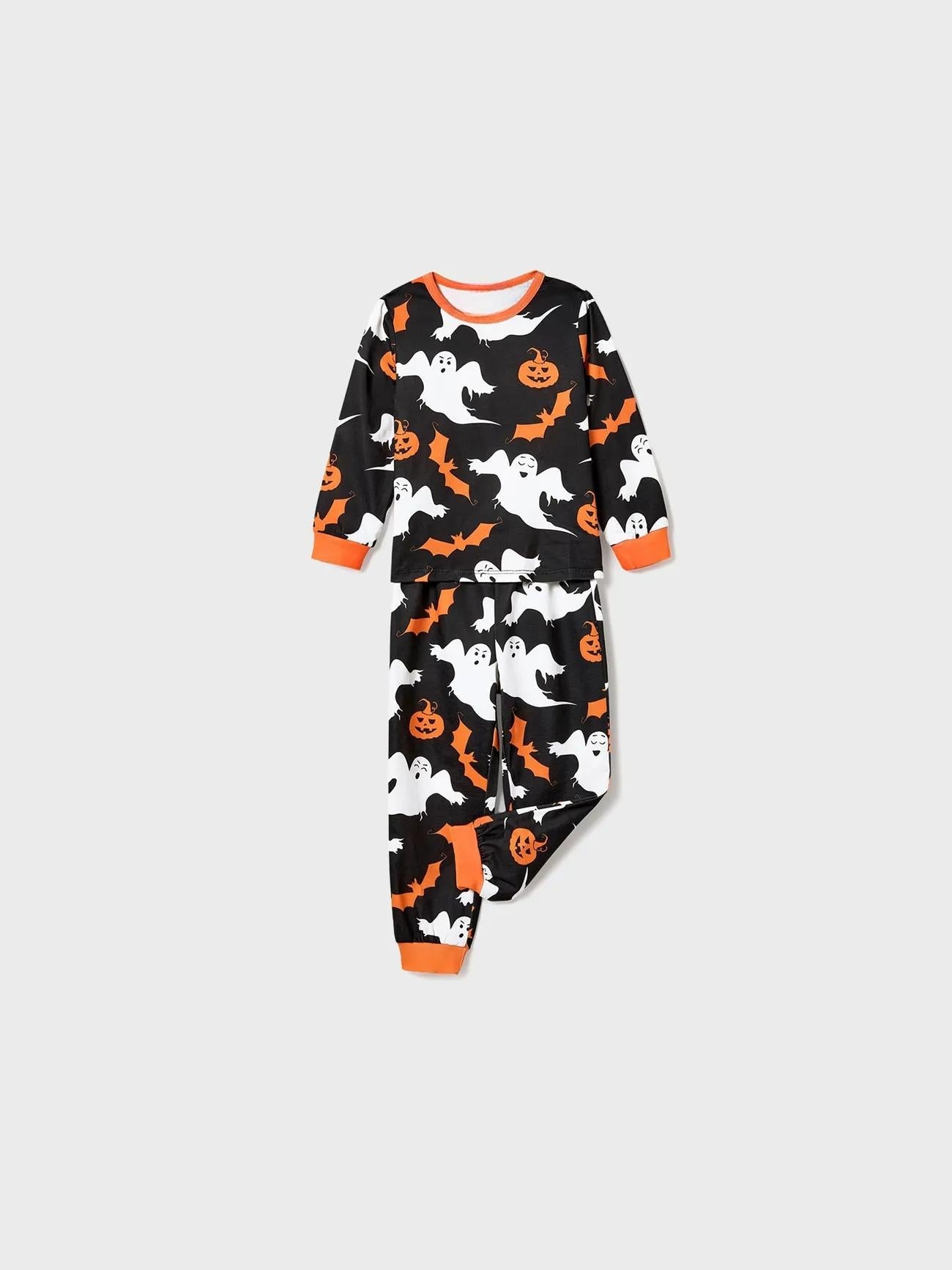 Halloween Family Matching Letter And Pumpkin Print Pajama Sets-Original Pajamas