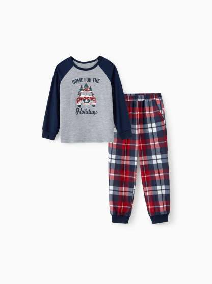 Xmas Tree And Delivery Truck Graphics Family Matching Pajama Sets-Original Pajamas