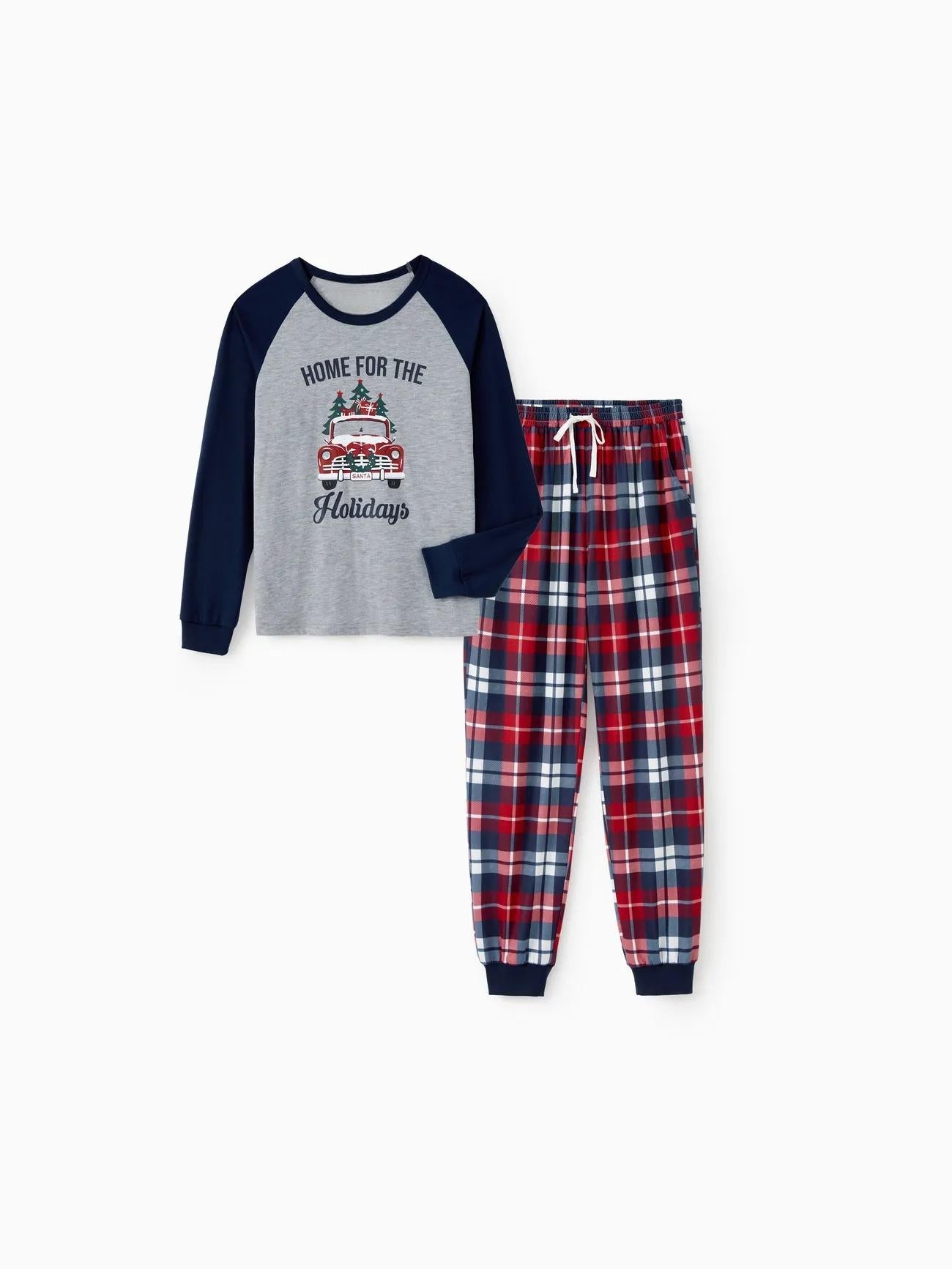 Xmas Tree And Delivery Truck Graphics Family Matching Pajama Sets-Original Pajamas