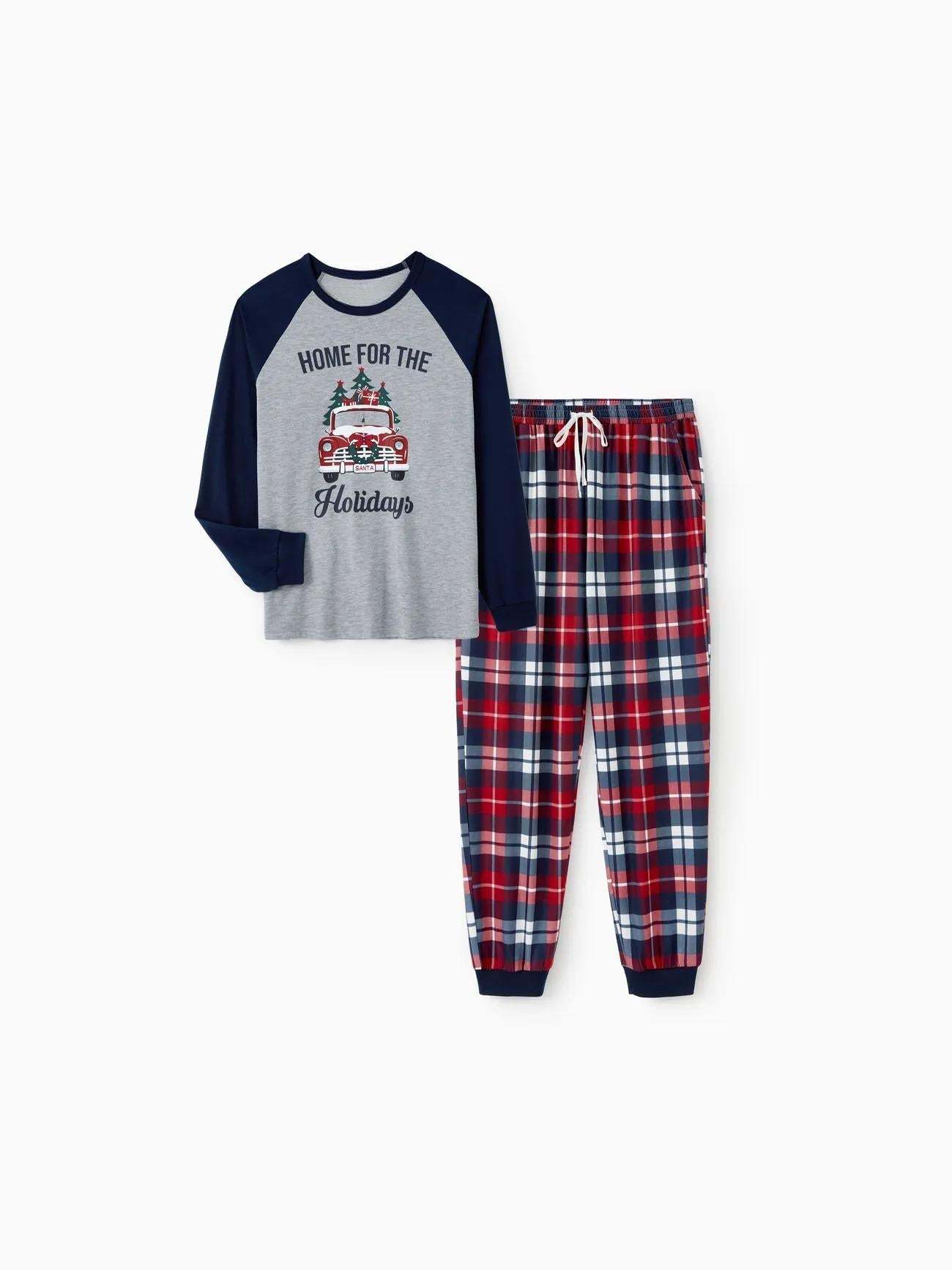 Xmas Tree And Delivery Truck Graphics Family Matching Pajama Sets-Original Pajamas