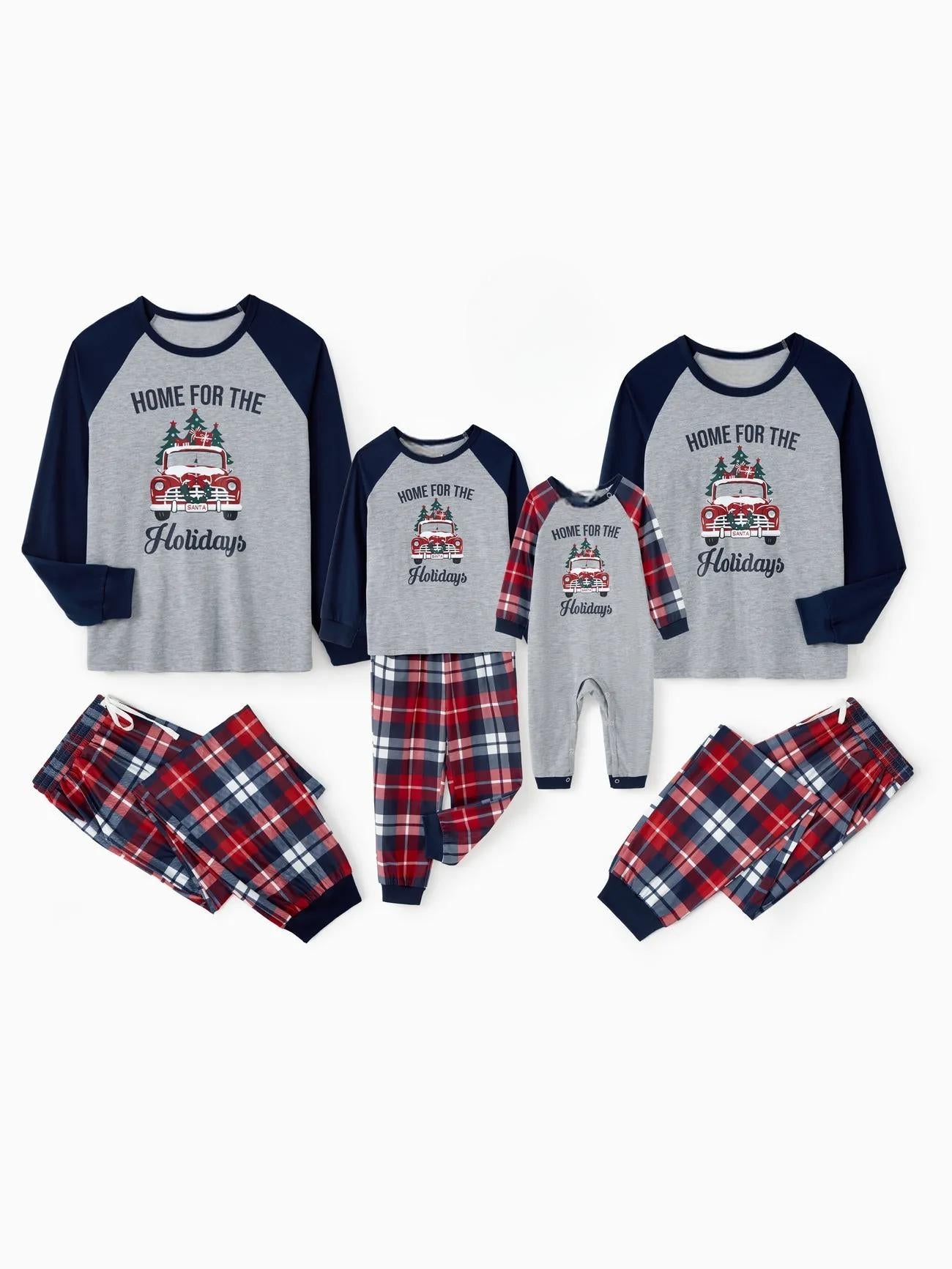 Xmas Tree And Delivery Truck Graphics Family Matching Pajama Sets-Original Pajamas