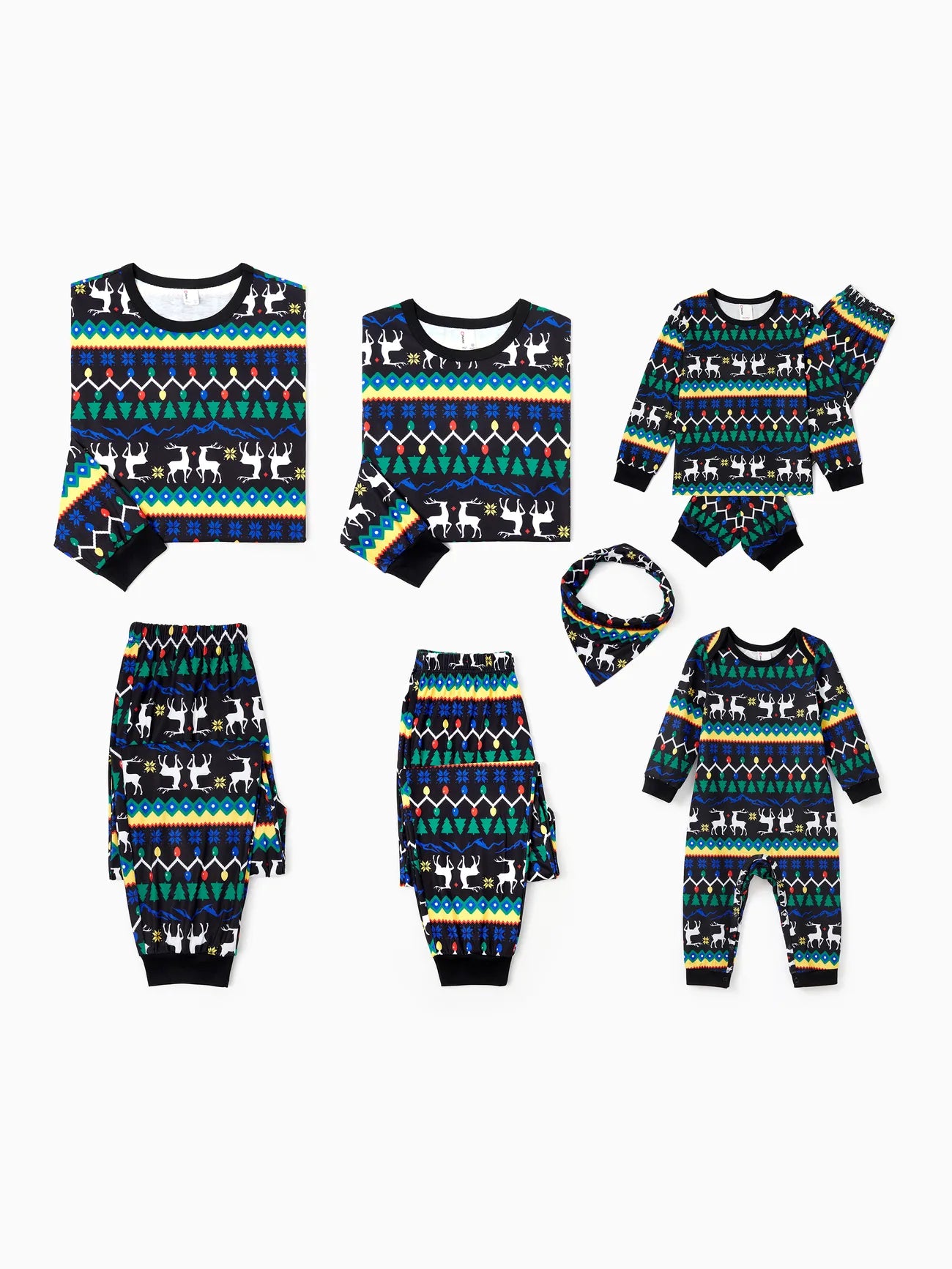 Xmas Light And Reindeer Pattern Family Matching Pajama Set-Original Pajamas