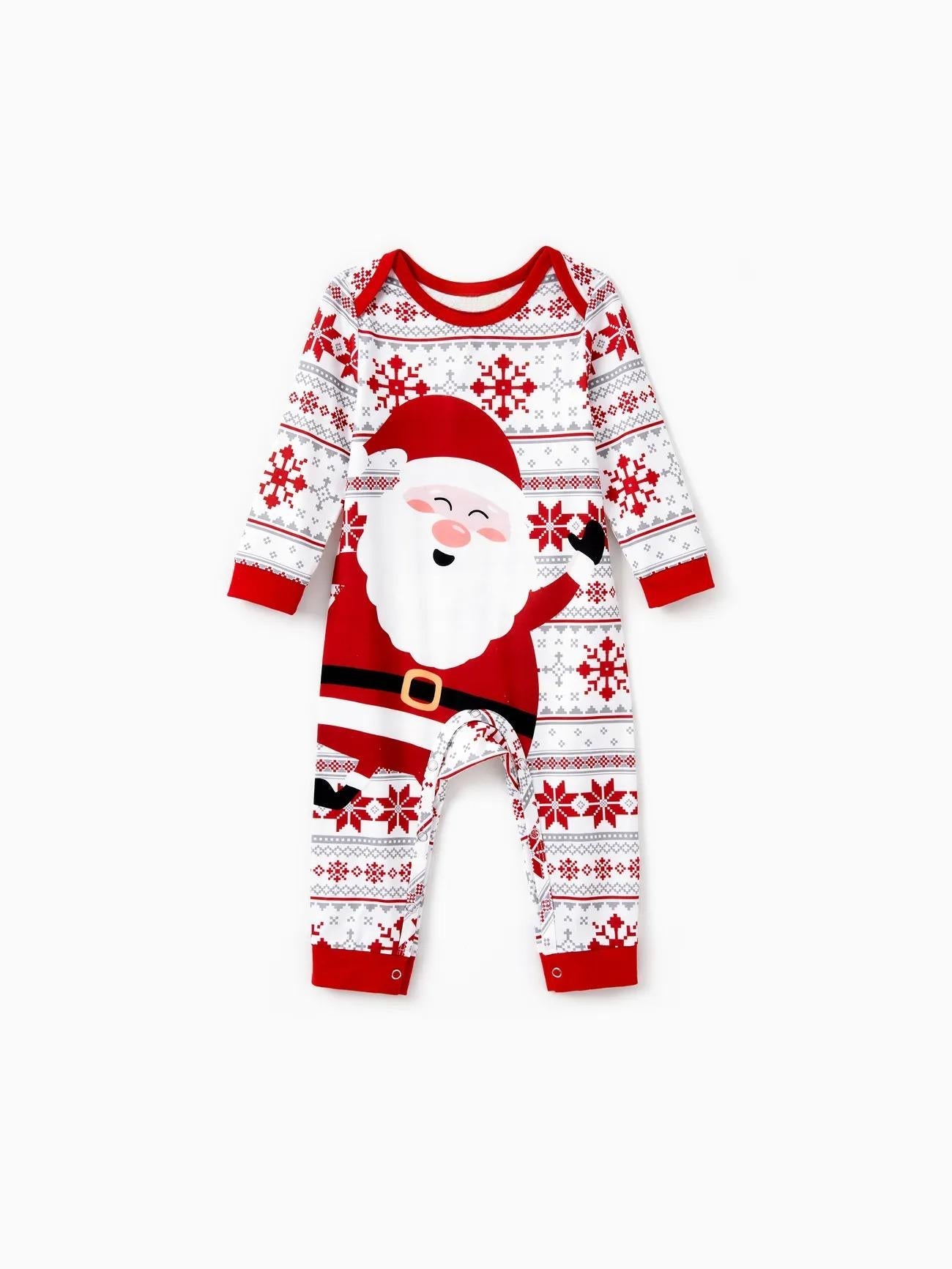 Santa Print Christmas Pajamas Set For Family With Drawstrings-Original Pajamas