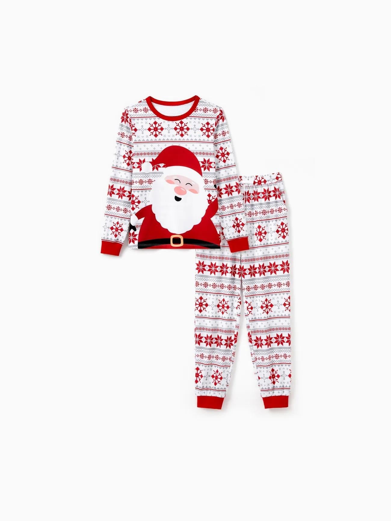 Santa Print Christmas Pajamas Set For Family With Drawstrings-Original Pajamas