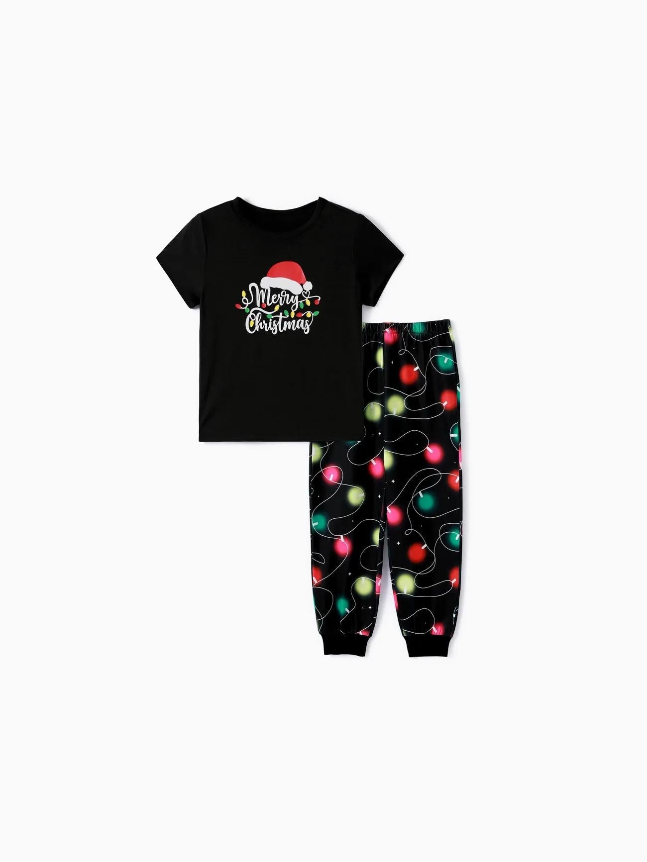 Christmas Family Matching Light Bulb Print Short Sleeves Pajama Set-Original Pajamas