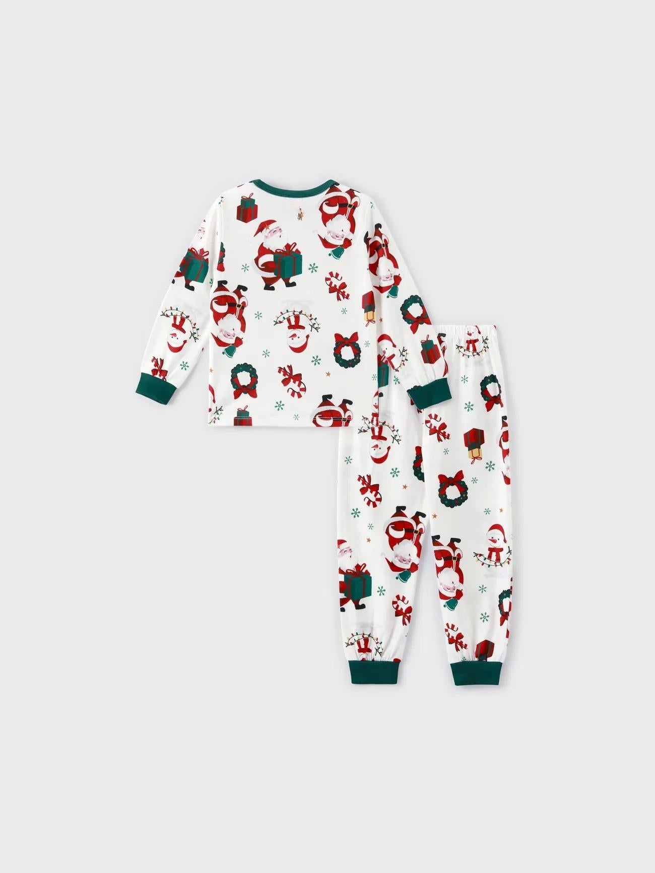 Santa And Wreaths Print Christmas Family Matching Pajama Set-Original Pajamas