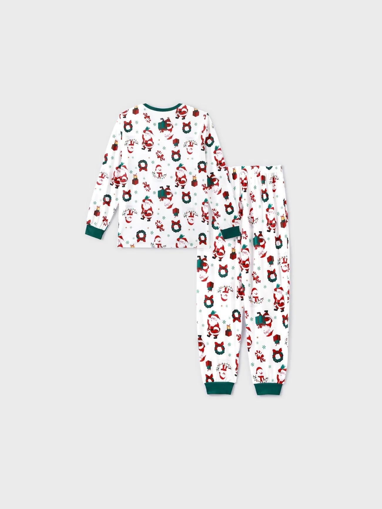 Santa And Wreaths Print Christmas Family Matching Pajama Set-Original Pajamas