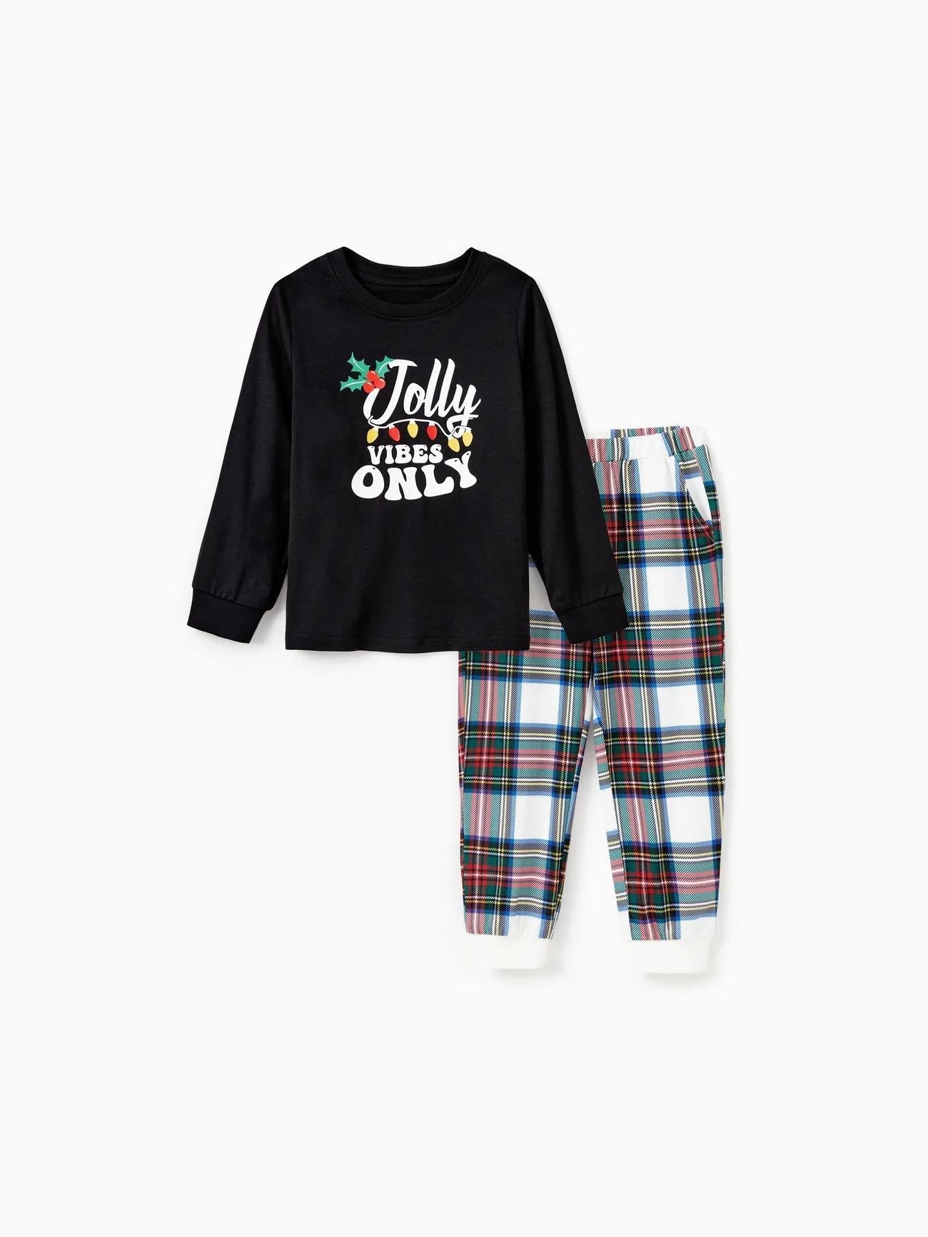 Christmas Family Matching Jolly Vibes Printed Top And Pajama Set-Original Pajamas