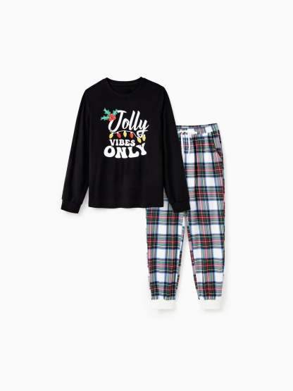 Christmas Family Matching Jolly Vibes Printed Top And Pajama Set-Original Pajamas