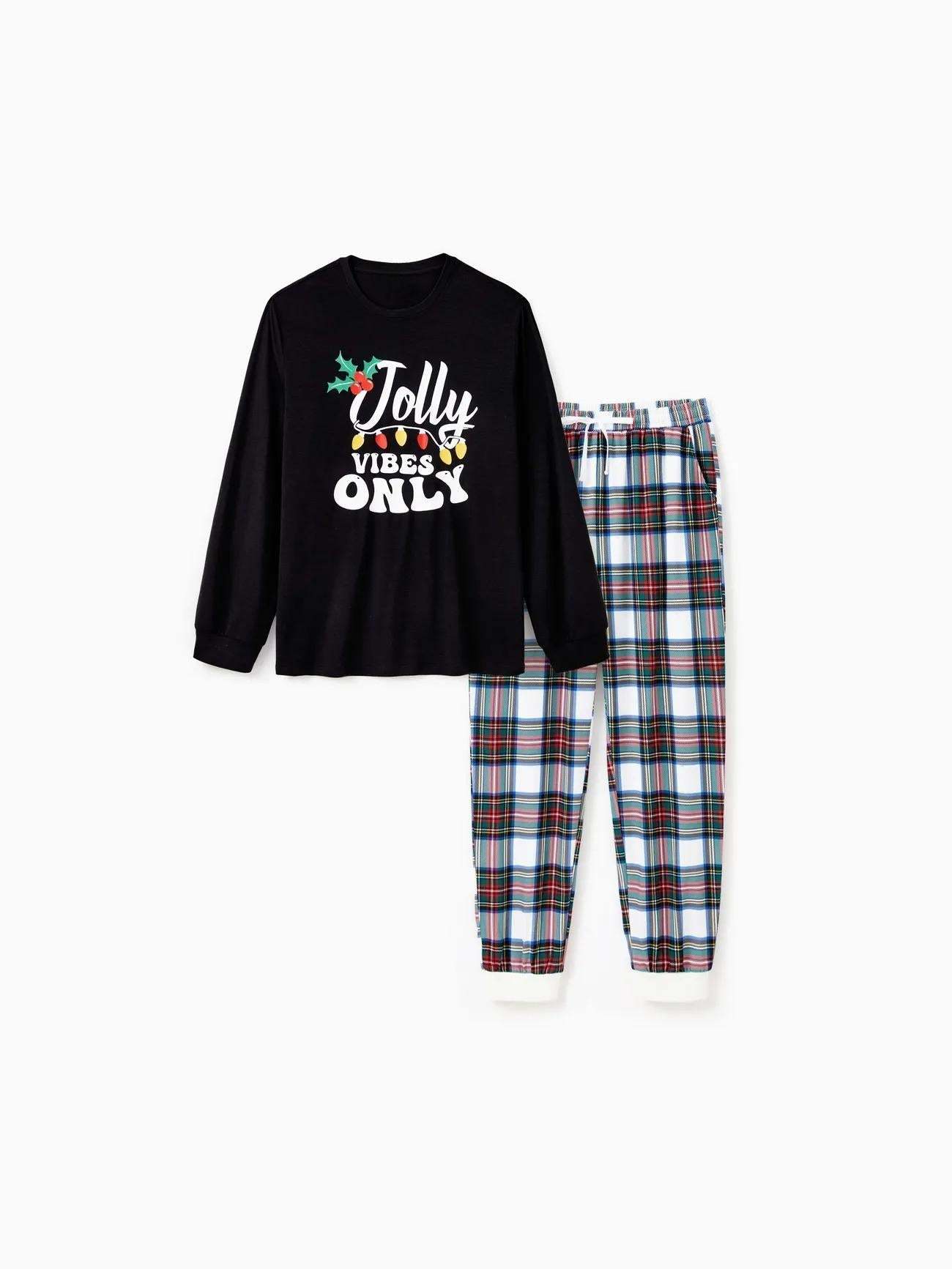 Christmas Family Matching Jolly Vibes Printed Top And Pajama Set-Original Pajamas