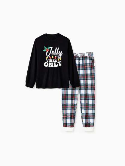 Christmas Family Matching Jolly Vibes Printed Top And Pajama Set-Original Pajamas