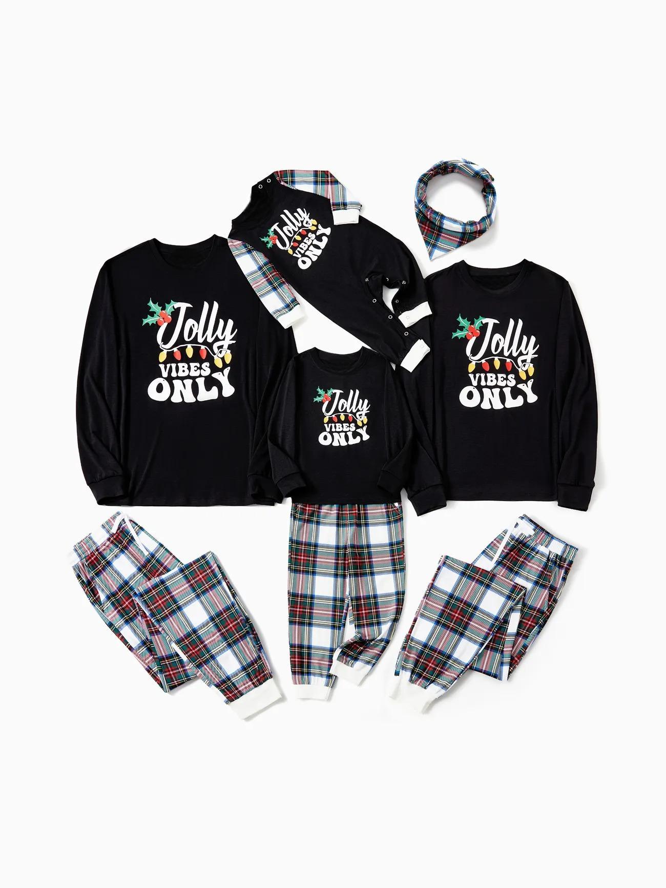 Christmas Family Matching Jolly Vibes Printed Top And Pajama Set-Original Pajamas