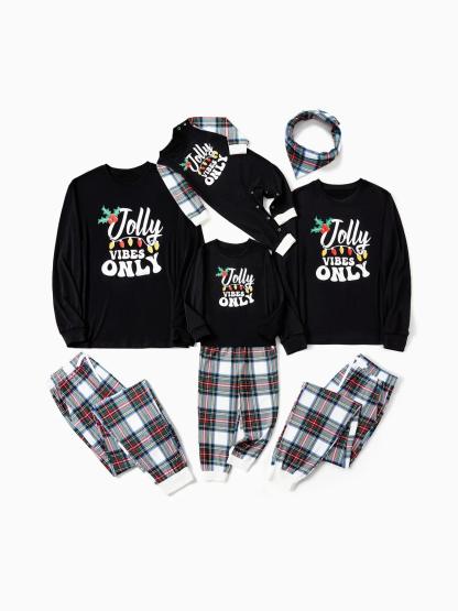 Christmas Family Matching Jolly Vibes Printed Top And Pajama Set-Original Pajamas