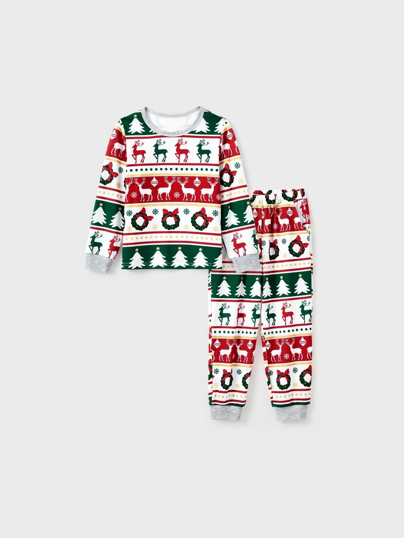 Printed Christmas Theme Family Matching Top And Pajama Set-Original Pajamas