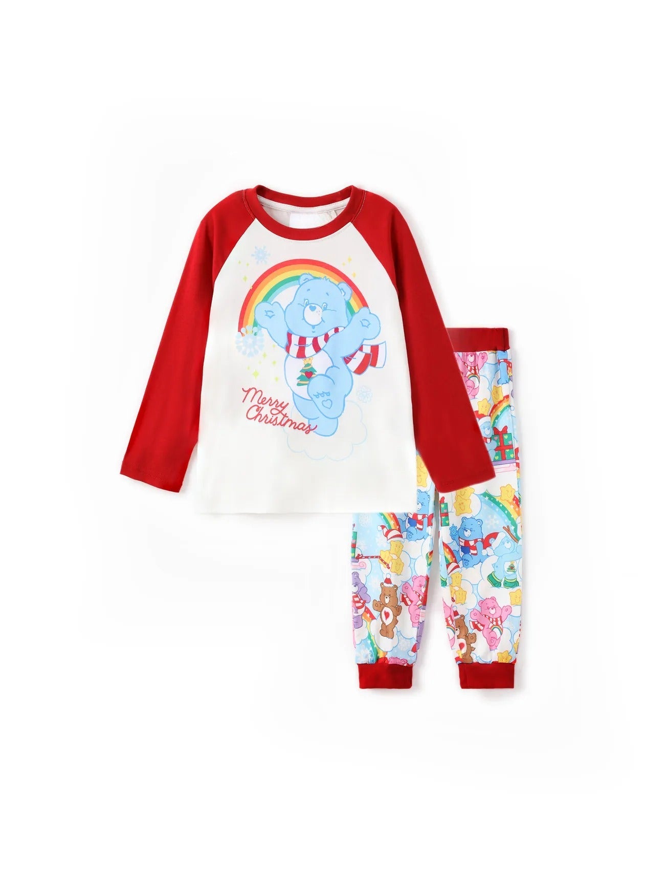 Family Matching Christmas Bear Pajama Set With Rainbow Print-Original Pajamas