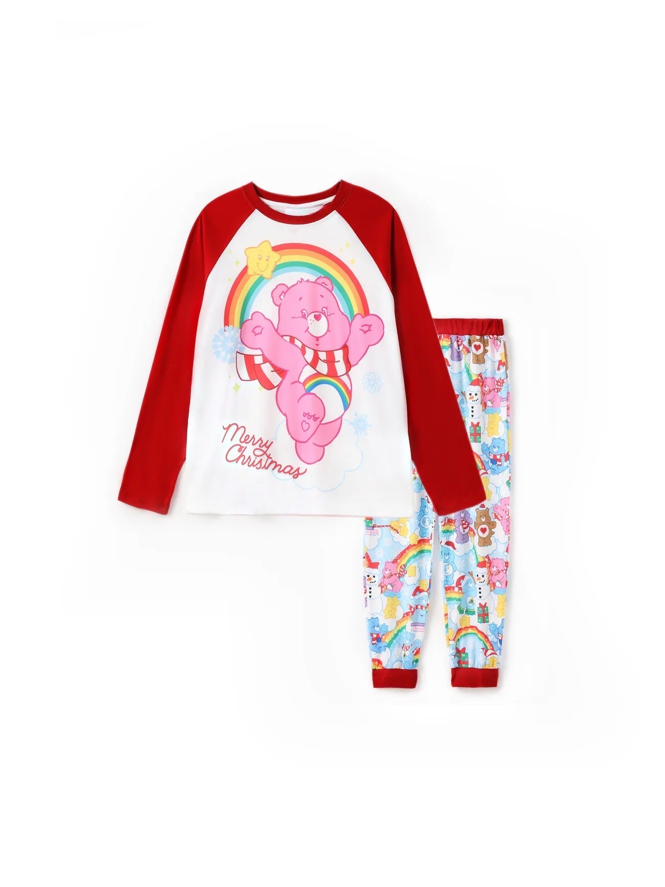 Family Matching Christmas Bear Pajama Set With Rainbow Print-Original Pajamas