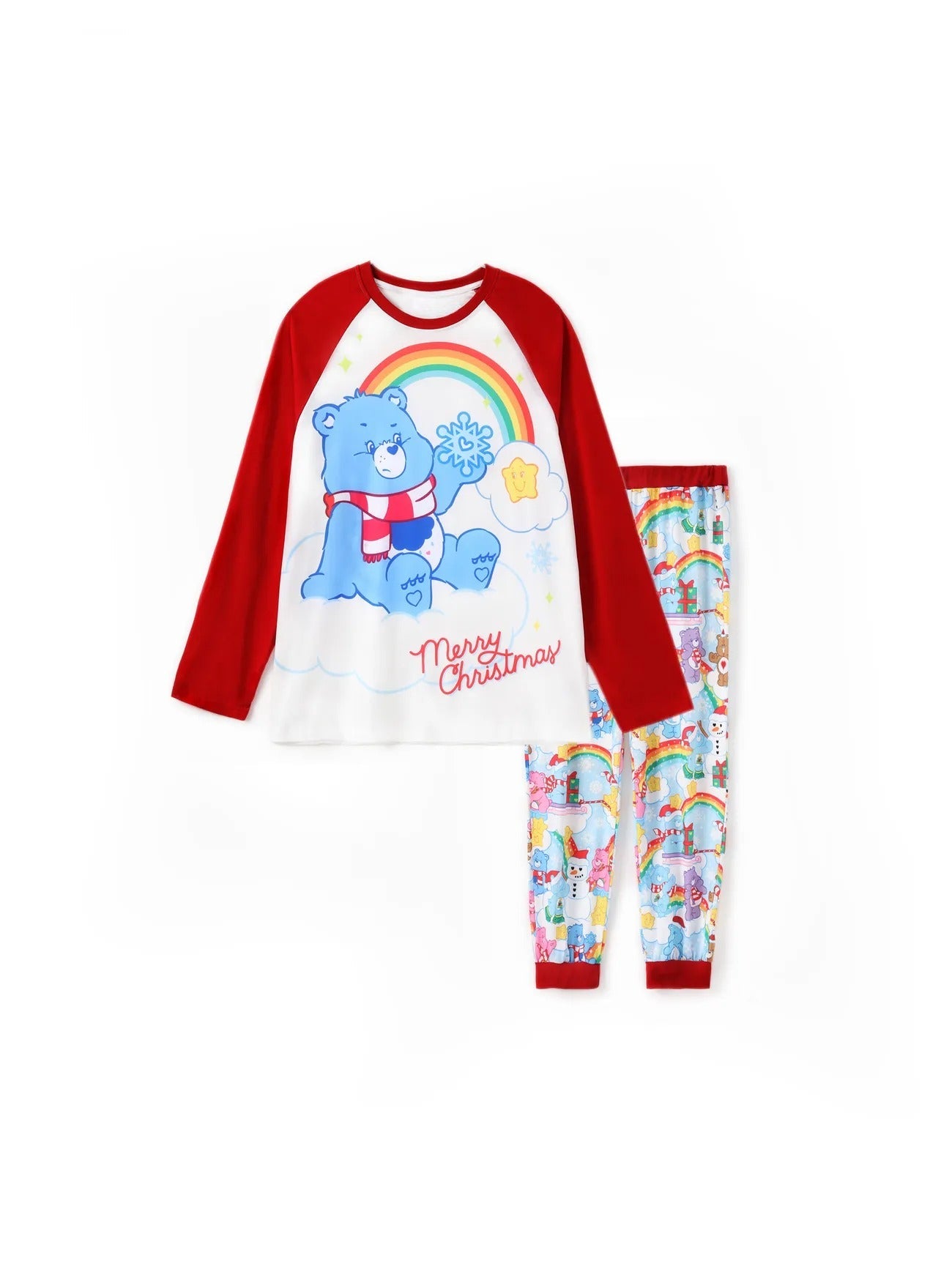 Family Matching Christmas Bear Pajama Set With Rainbow Print-Original Pajamas