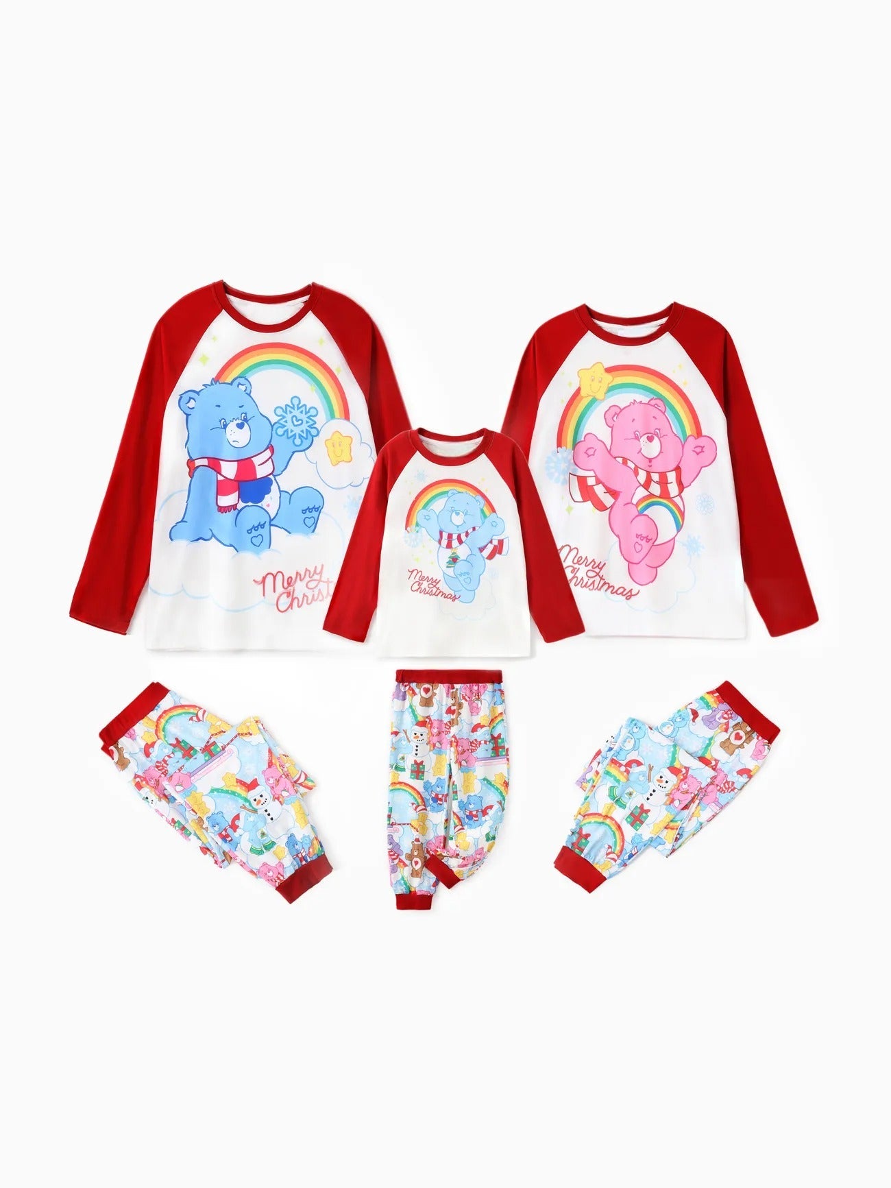 Family Matching Christmas Bear Pajama Set With Rainbow Print-Original Pajamas