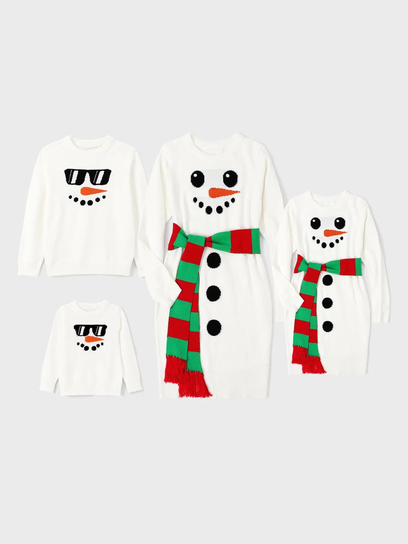 Christmas Family Matching Snowman Graphics Dresses And Sweater Sets-Original Pajamas