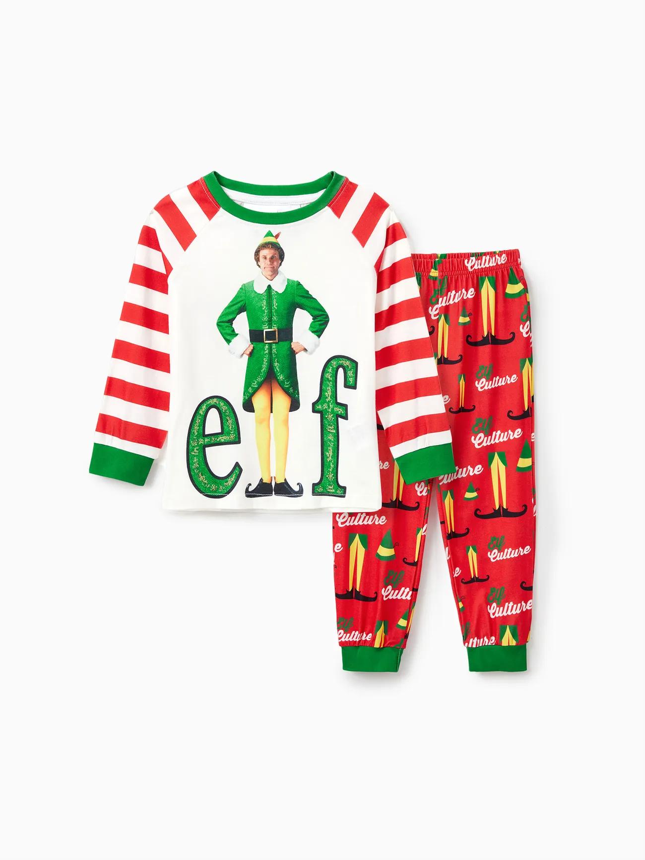 Family Matching Christmas Elf Character Striped Print Pajama Set-Original Pajamas