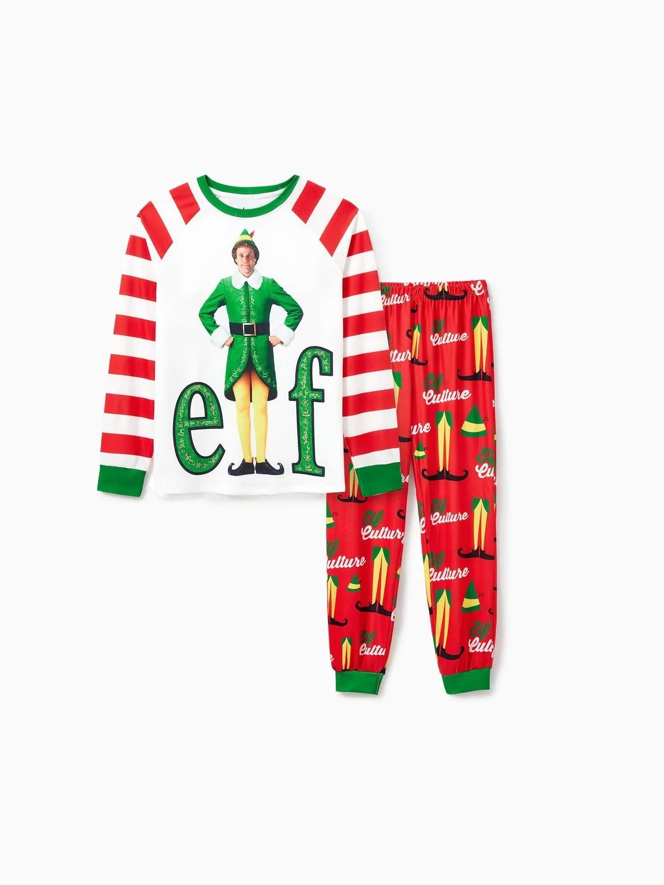 Family Matching Christmas Elf Character Striped Print Pajama Set-Original Pajamas