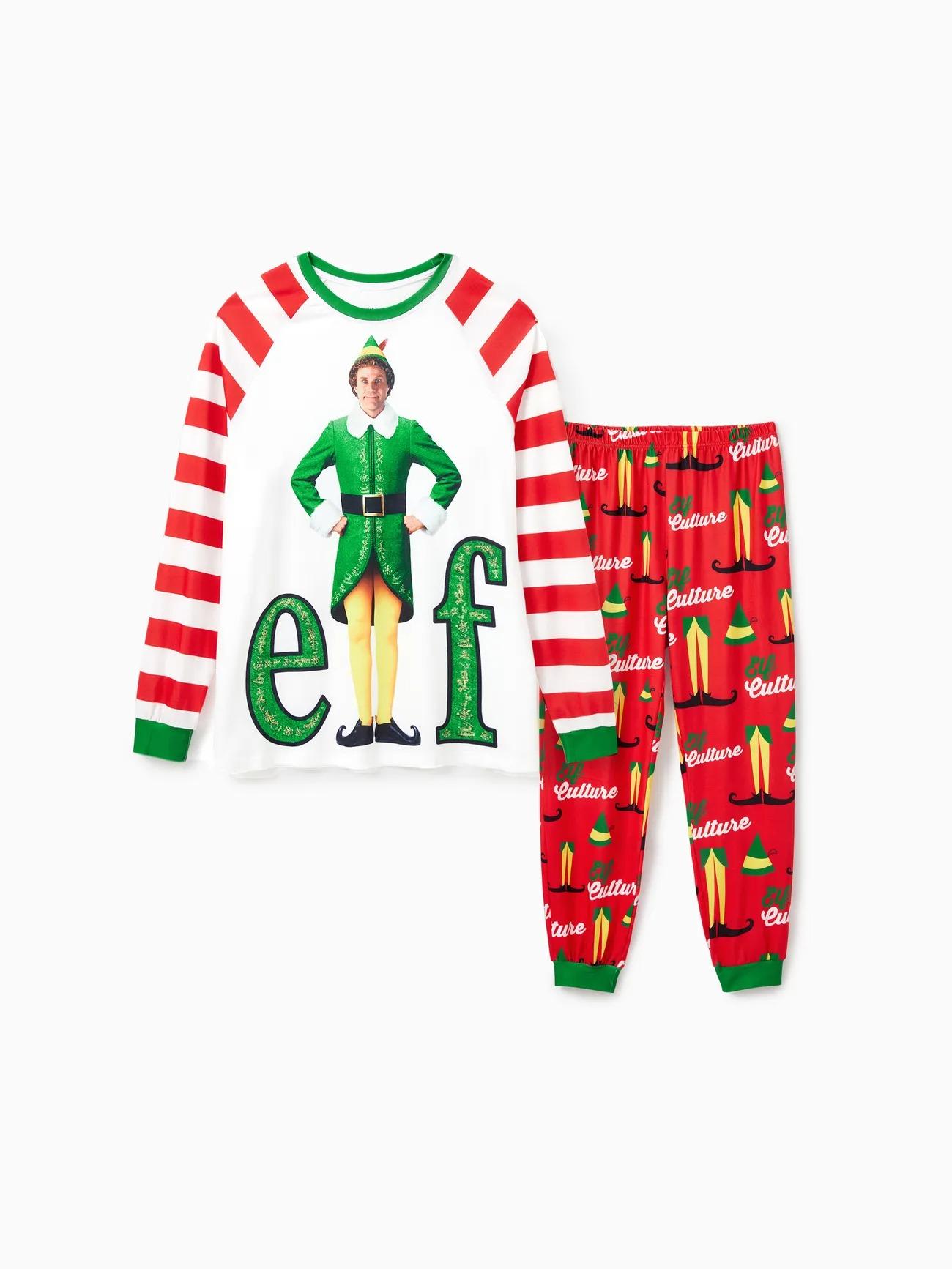 Family Matching Christmas Elf Character Striped Print Pajama Set-Original Pajamas