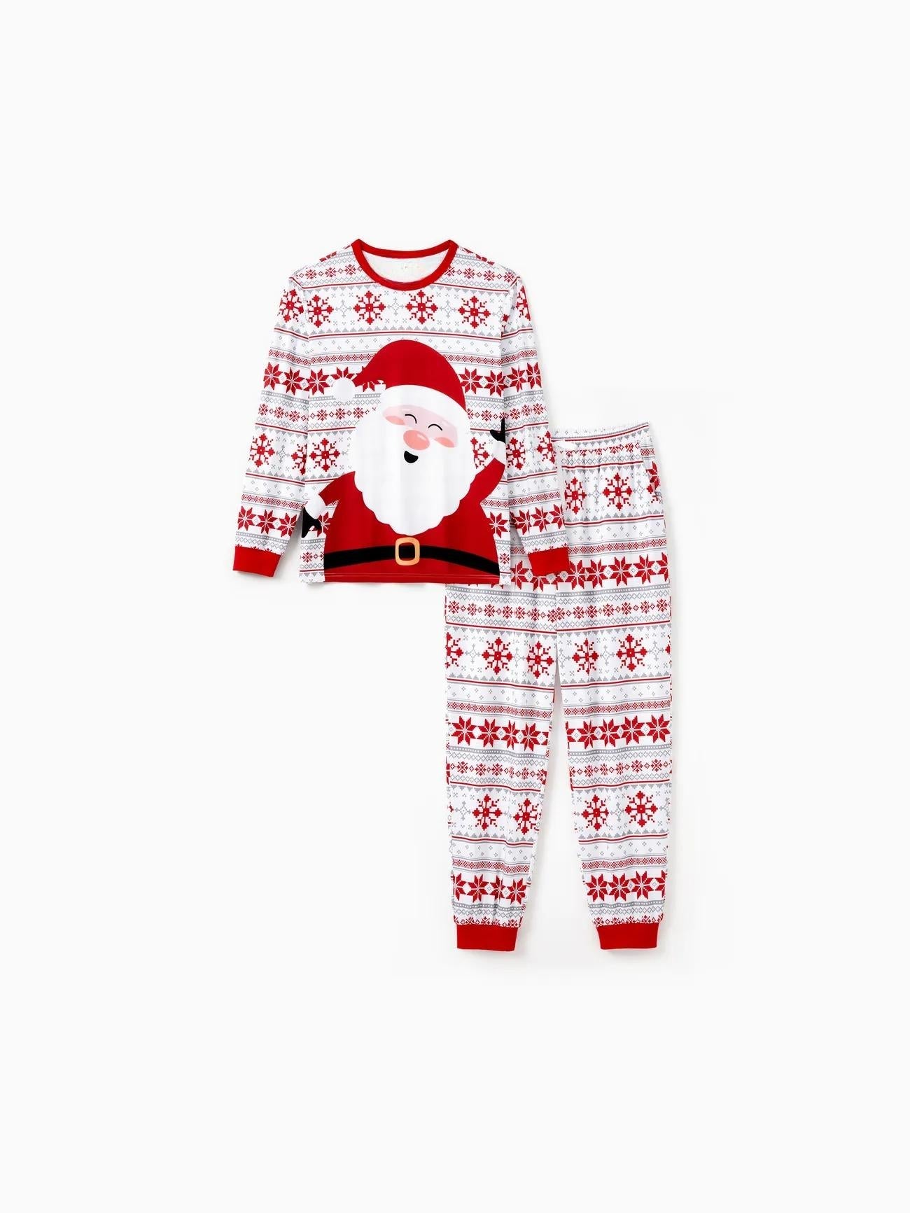 Santa Print Christmas Pajamas Set For Family With Drawstrings-Original Pajamas
