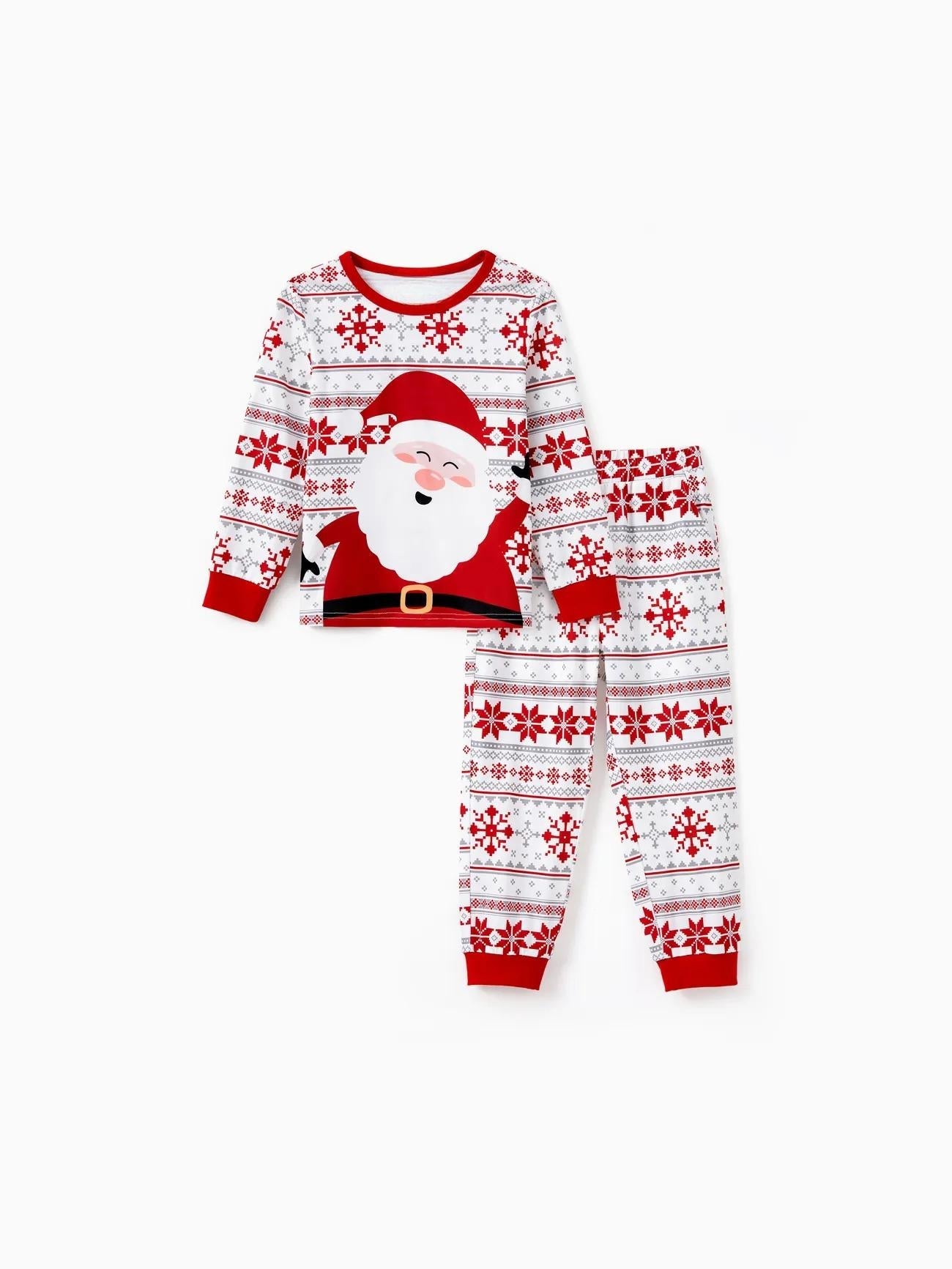 Santa Print Christmas Pajamas Set For Family With Drawstrings-Original Pajamas