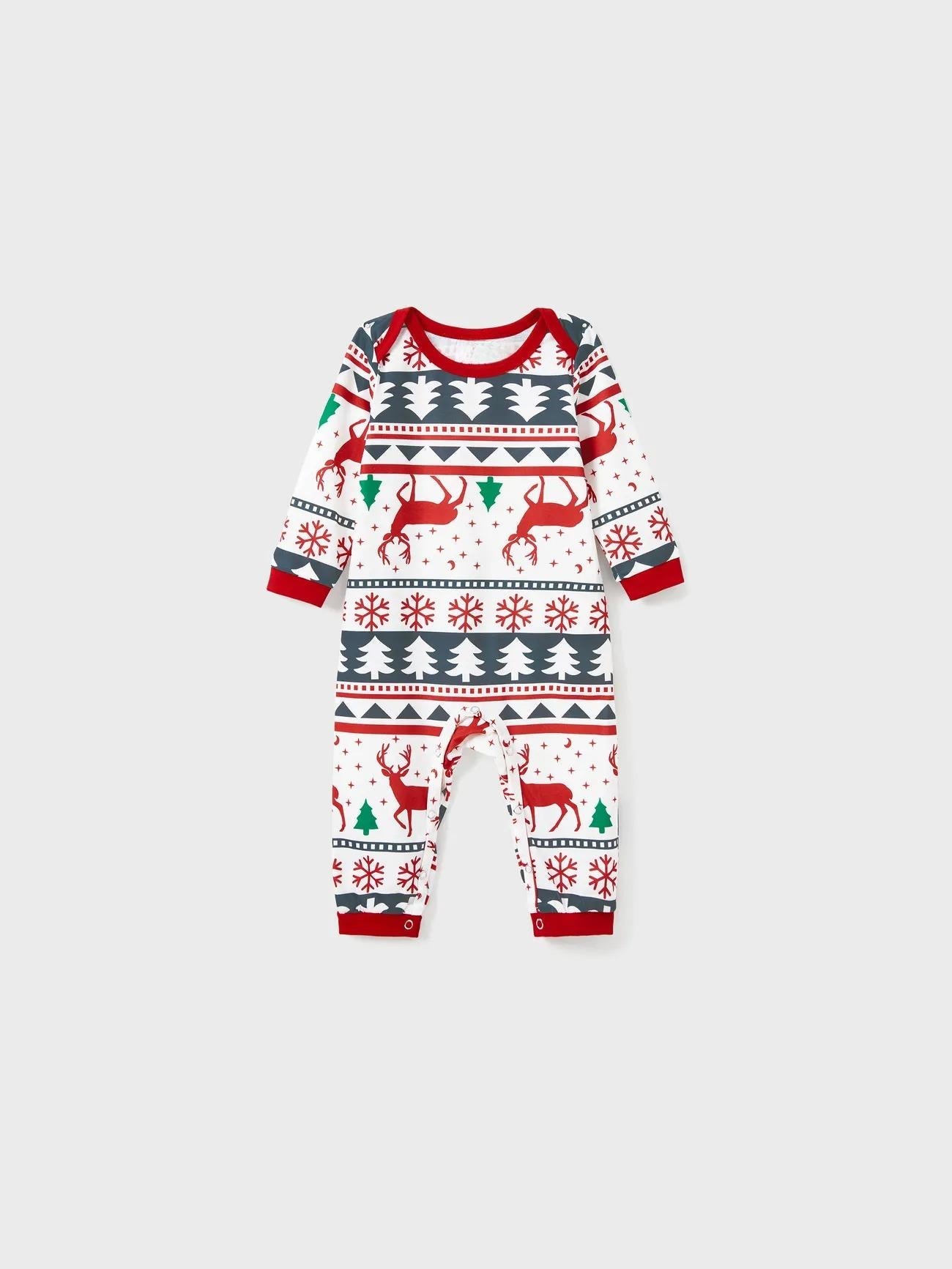 Christmas Family Matching Reindeer Print Long Sleeves Pajama Set-Original Pajamas