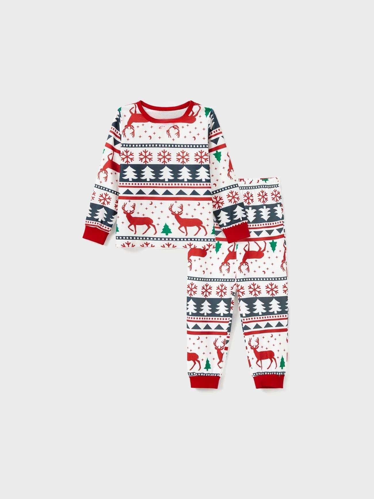 Christmas Family Matching Reindeer Print Long Sleeves Pajama Set-Original Pajamas