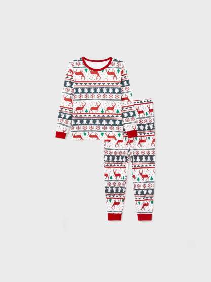 Christmas Family Matching Reindeer Print Long Sleeves Pajama Set-Original Pajamas