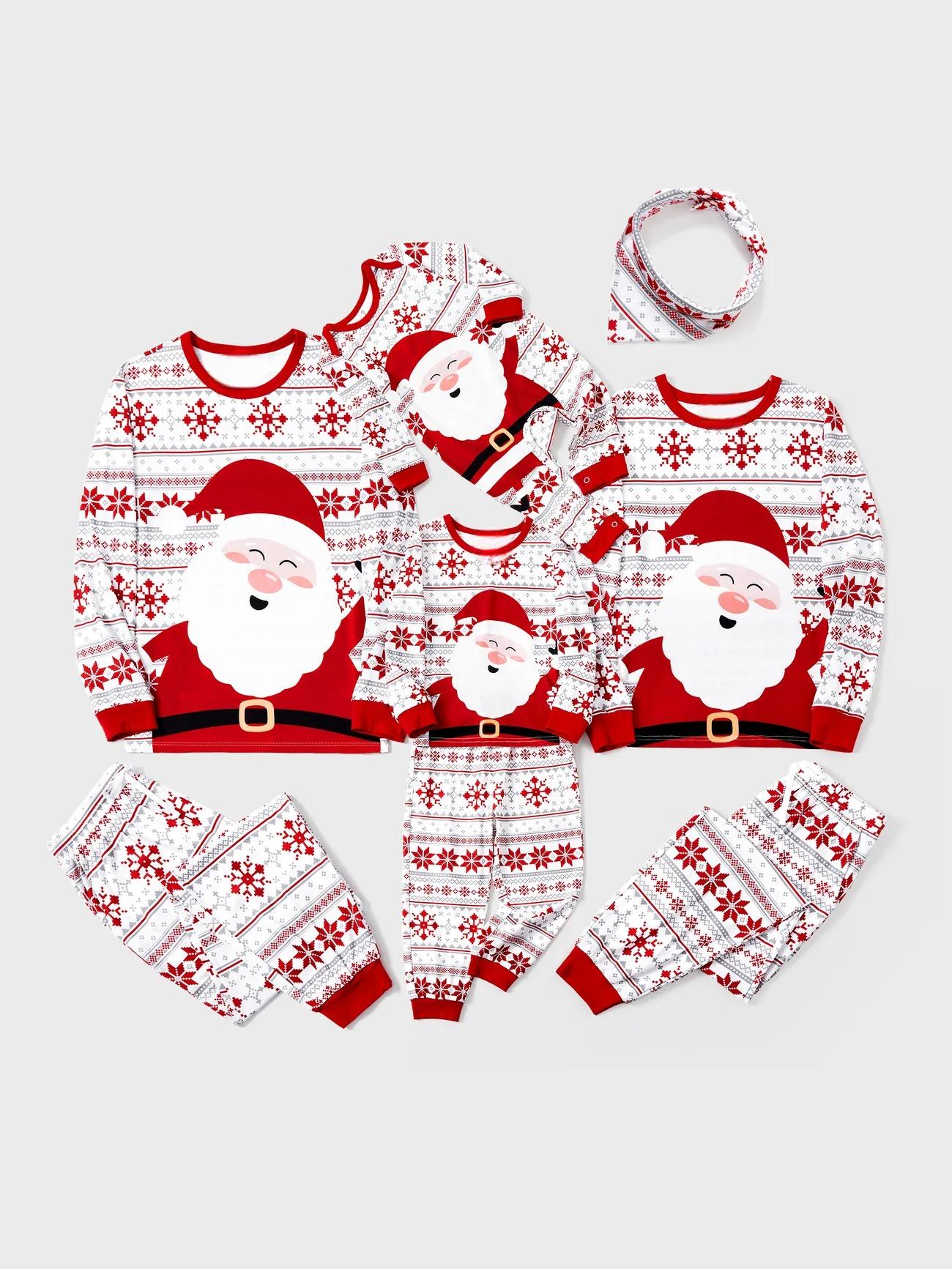 Santa Print Christmas Pajamas Set For Family With Drawstrings-Original Pajamas