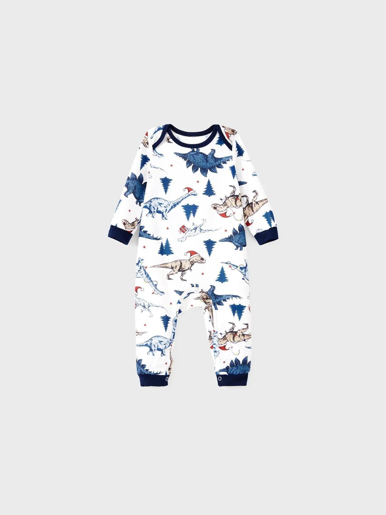 Dinosaur Print With Button Detailing Family Matching Pajama Set-Original Pajamas
