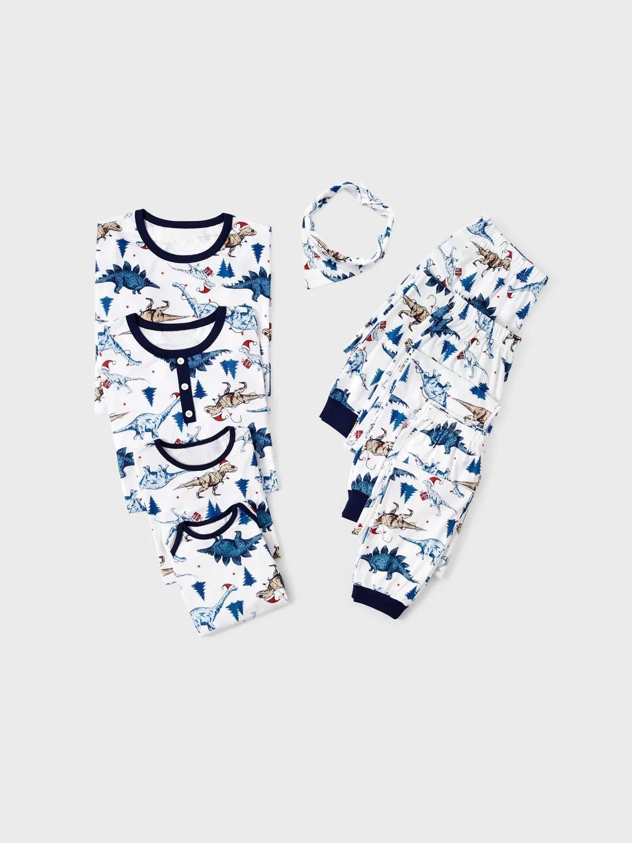 Dinosaur Print With Button Detailing Family Matching Pajama Set-Original Pajamas