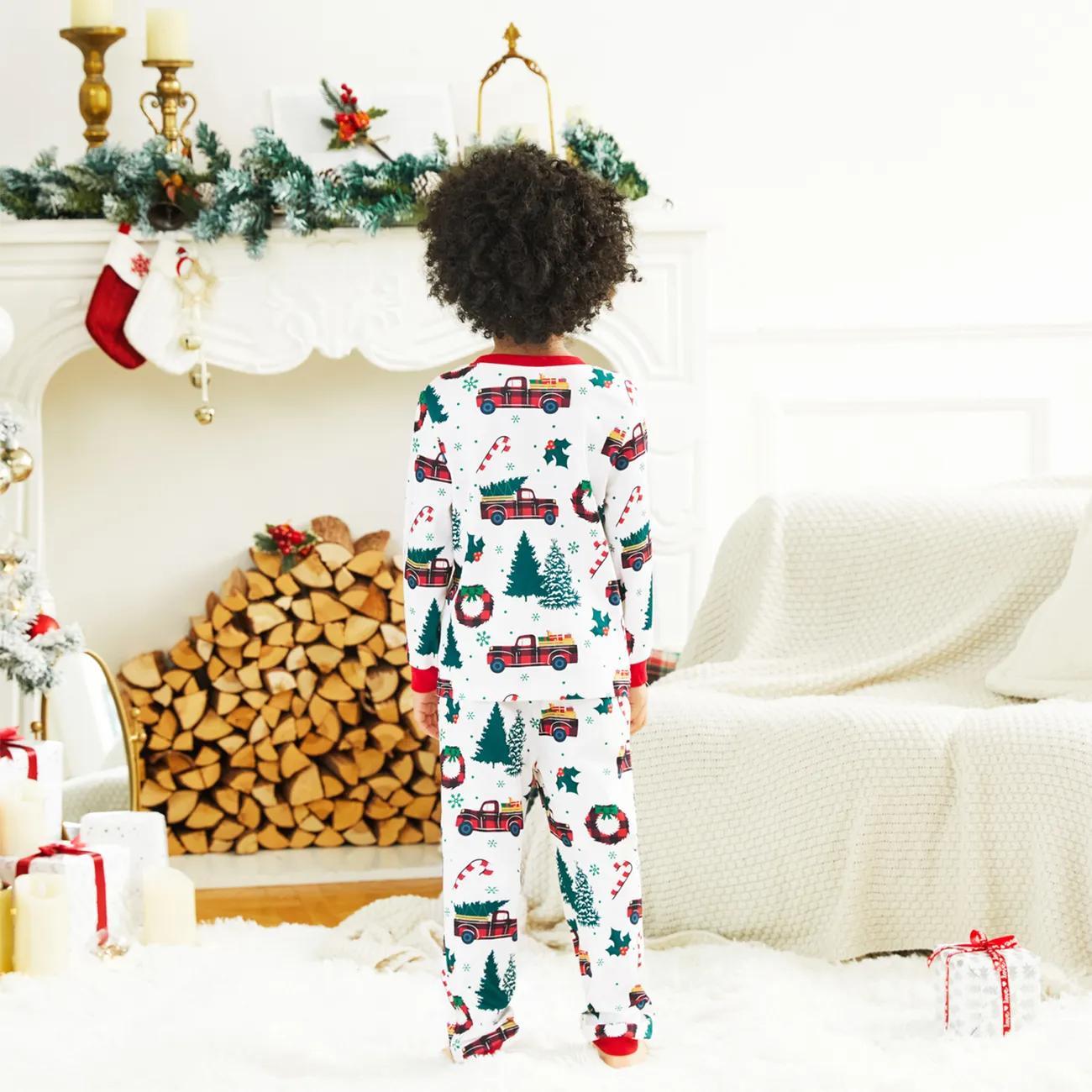 Long Sleeved Christmas Tree And Car Print Family Matching Pajama Set-Original Pajamas