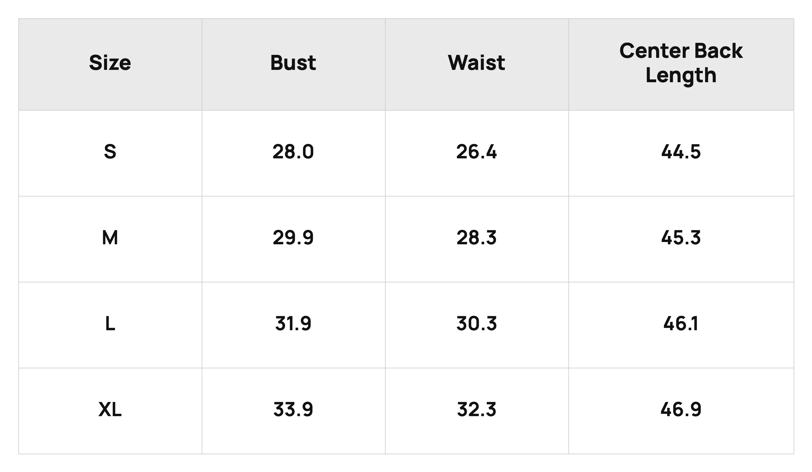 Size Chart