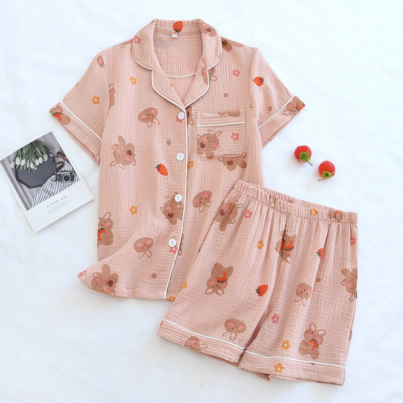 Women's Loose Japanese 2 Piece Pajama Set-Original Pajamas