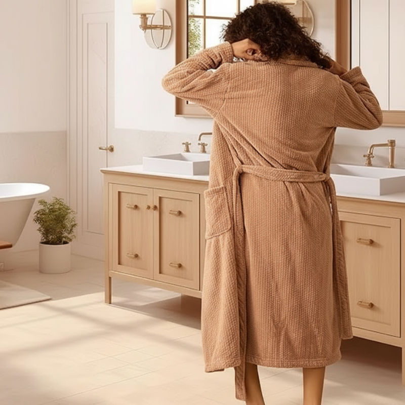 Womens Shawl Collar Bathrobe Soft Long Towel Robes For Women 