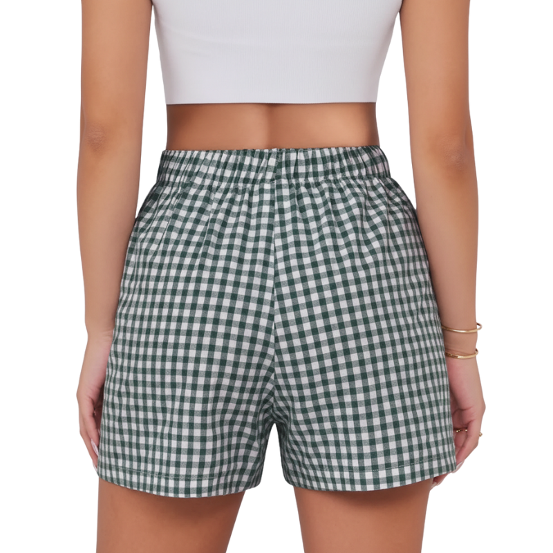 Boxer Shorts For Women With Plaid Pattern