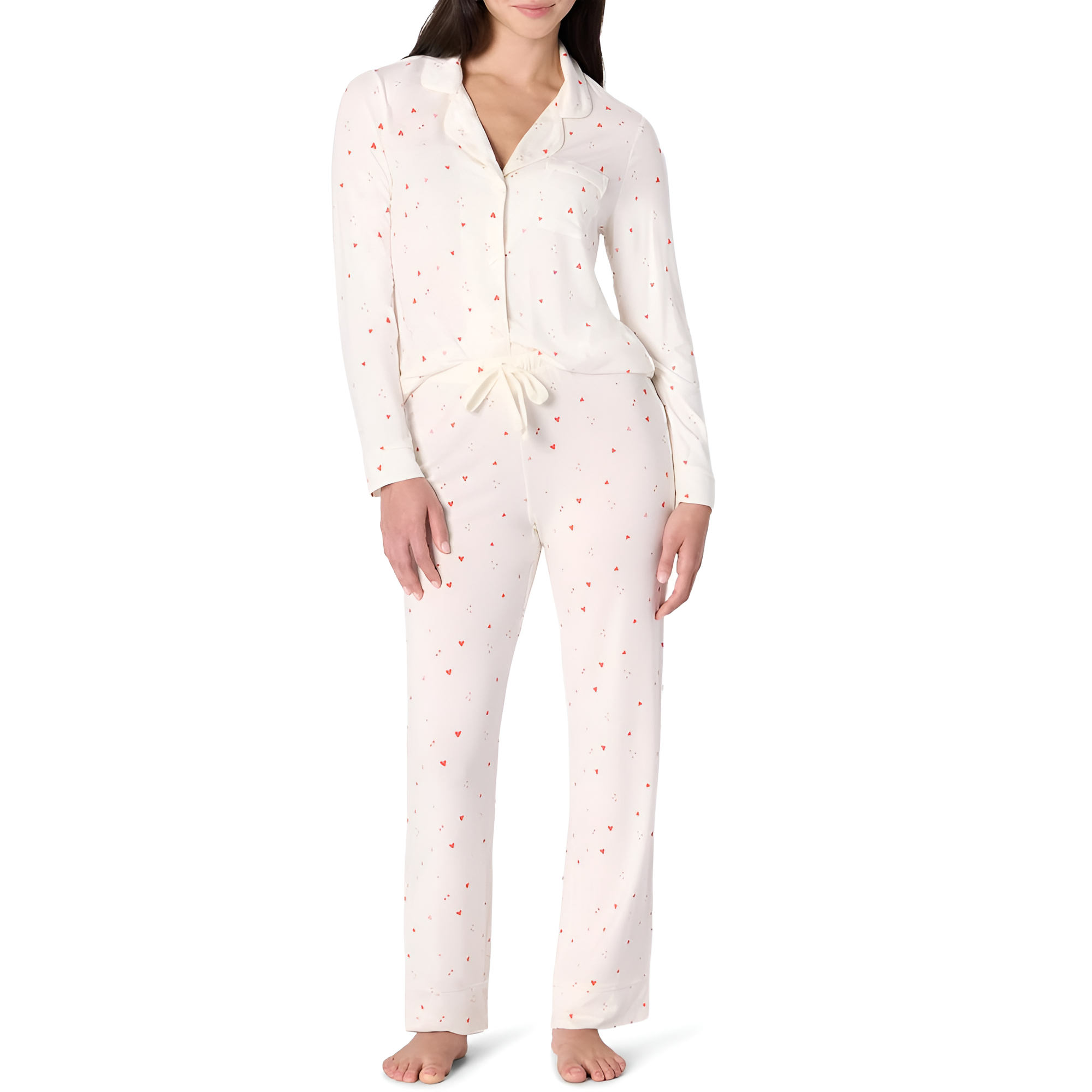 Long Sleeve Button Down Printed Pajama Set For Women