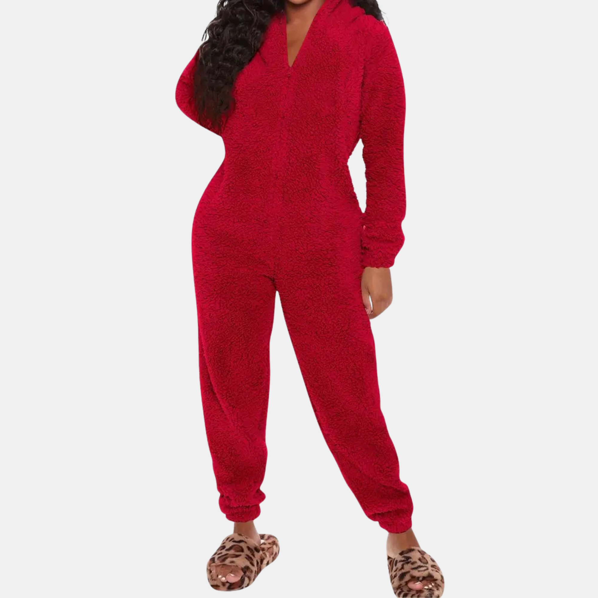 Plush Hooded Pajama Onesie For Women